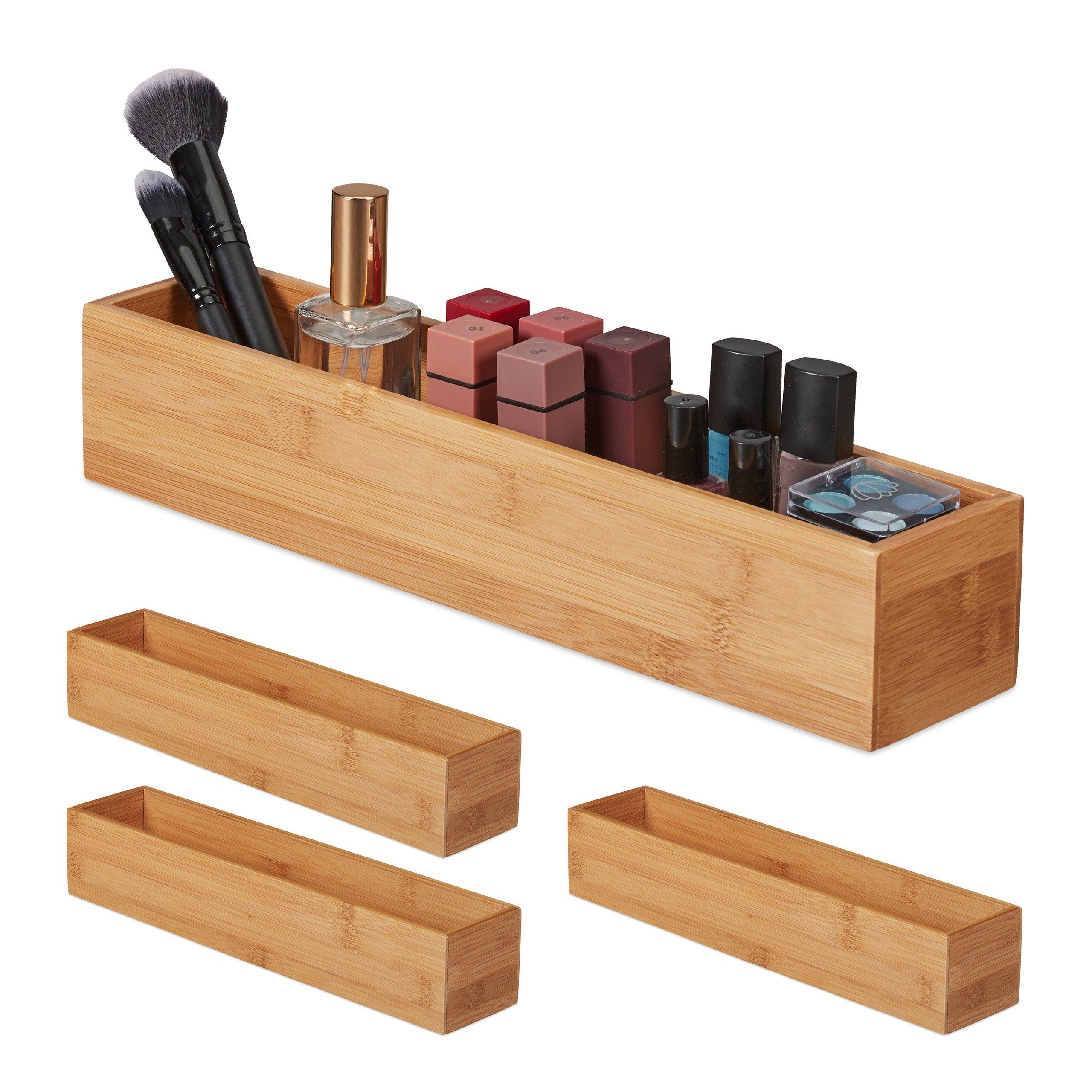 relaxdays Aufbewahrungsbox 4 x Bambus Box günstig online kaufen