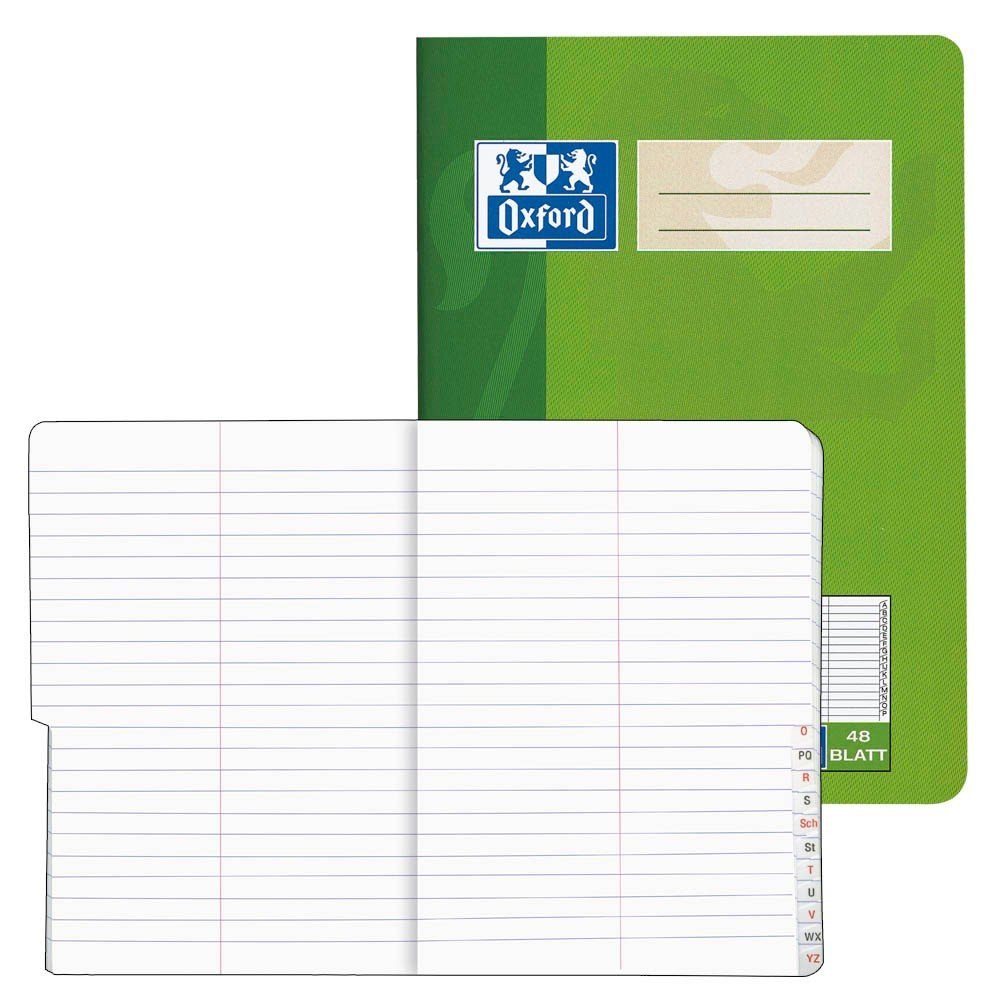 OXFORD Vokabelheft 1 Vokabelheft mit 2-Spalten & A-Z Register Lin. 53 (liniert) A5, Keine Farbwahl möglich!
