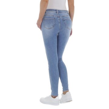 Ital-Design Skinny-fit-Jeans Damen Freizeit Stretch High Waist Jeans in Hellblau