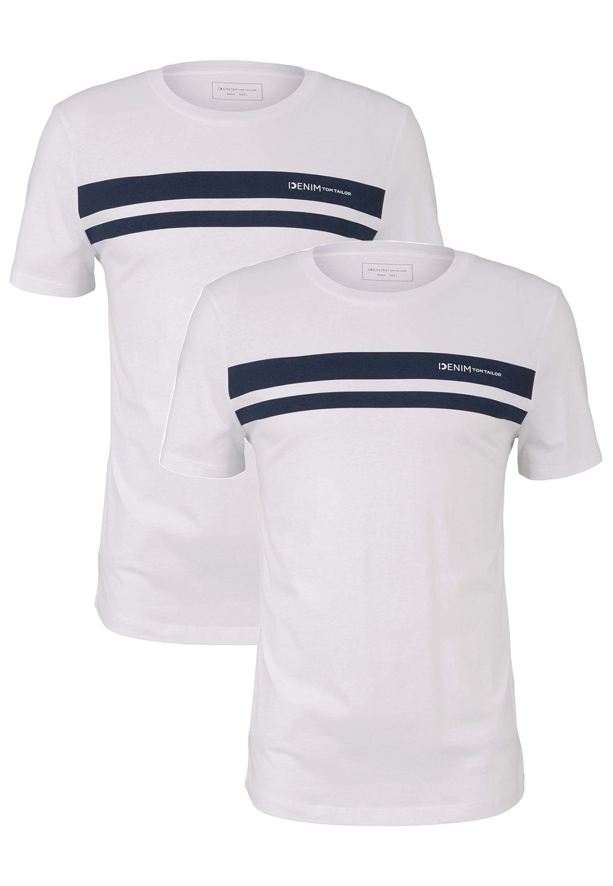 5552 T-Shirts 2-er TAILOR Weiß-2 T-Shirt Basic (2-tlg) Set TOM in