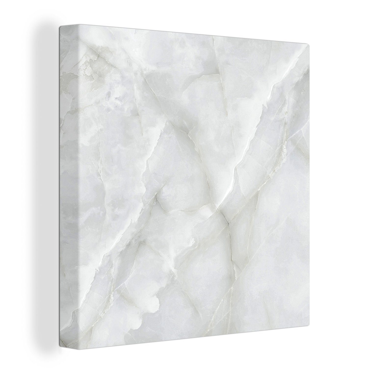 OneMillionCanvasses® Leinwandbild Marmor - Weiß - Muster - Stein - Marmoroptik, (1 St), Leinwand Bilder für Wohnzimmer Schlafzimmer