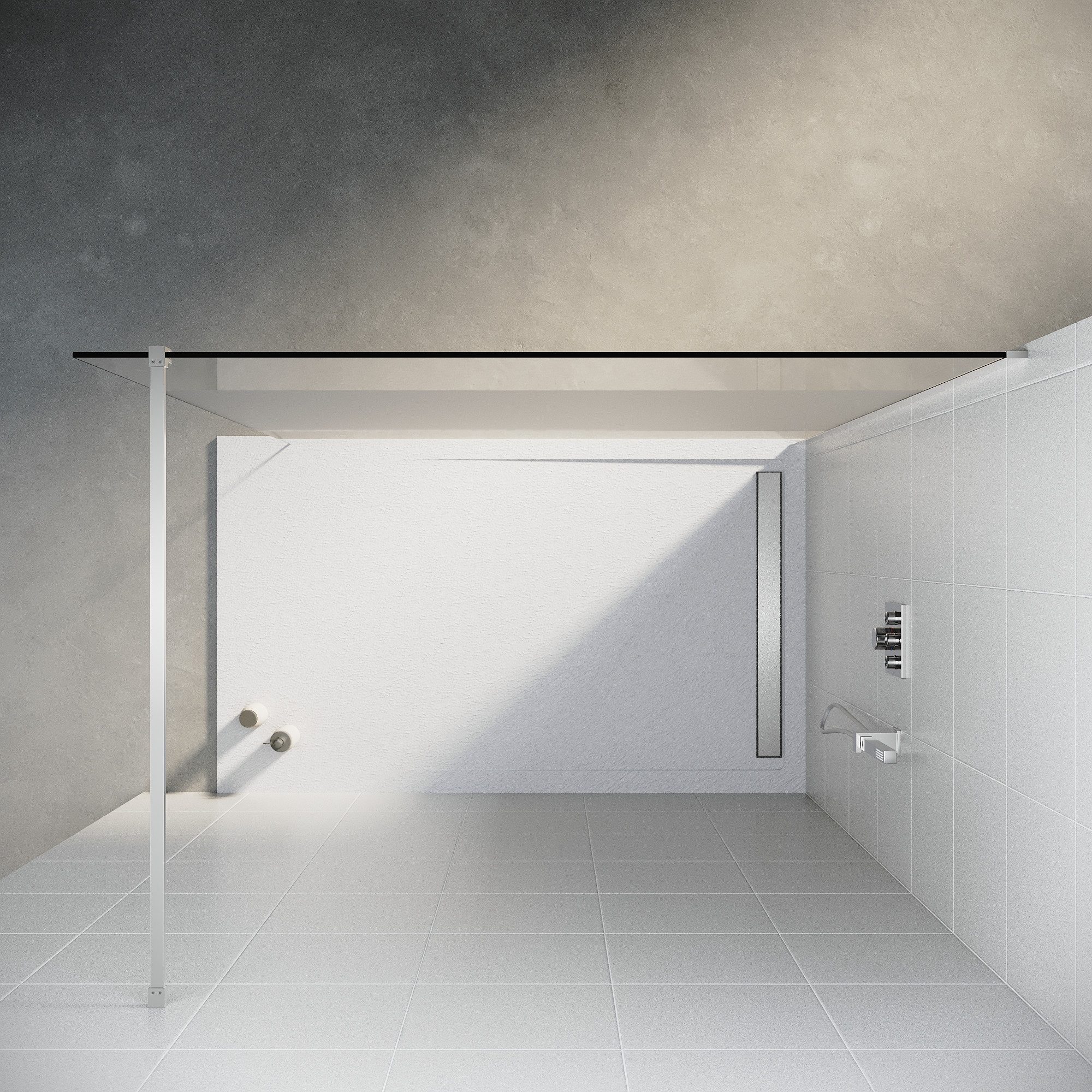 SONNI Walk-in-Dusche Walk-In Dusche,Vollsatiniert/ Teilsatiniert Glas,80-140cm,Höhe: 200cm, 8mm NANO ESG GLAS