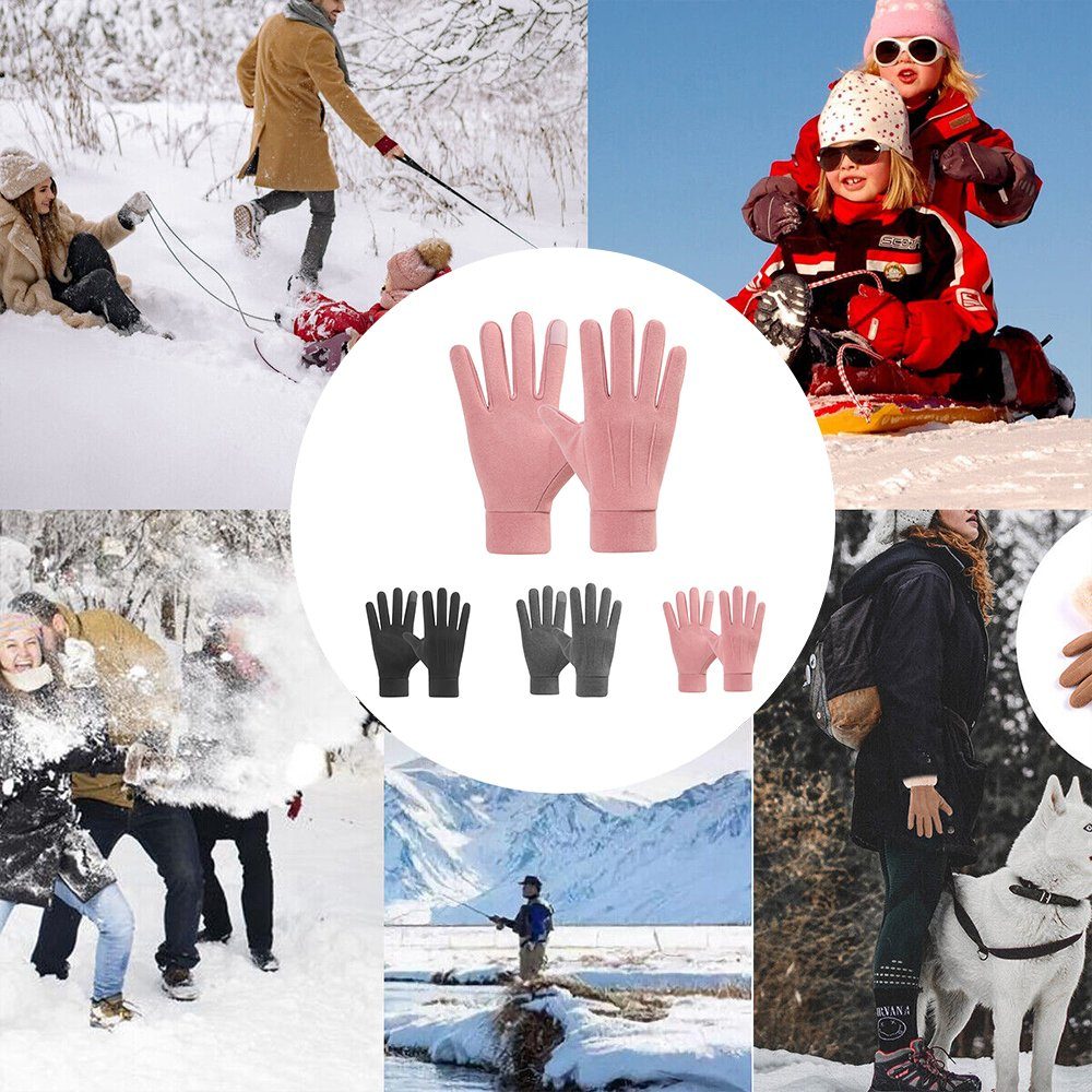 HOME Handschuhe Warm Fahrradhandschuhe Outdoor Radfahren Handschuhe (Paar) Damen-Grau Touchscreen Winter Sporthandschuhe Fleecehandschuhe Winddicht LAPA für Skifahren