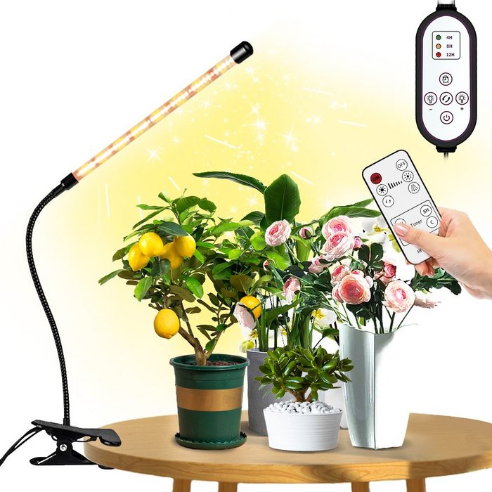 Rosnek Pflanzenlampe 1-5 Köpfe ein Clip dimmbar Timer USB für Zimmerpflanzen Vollspektrum wasserdicht
