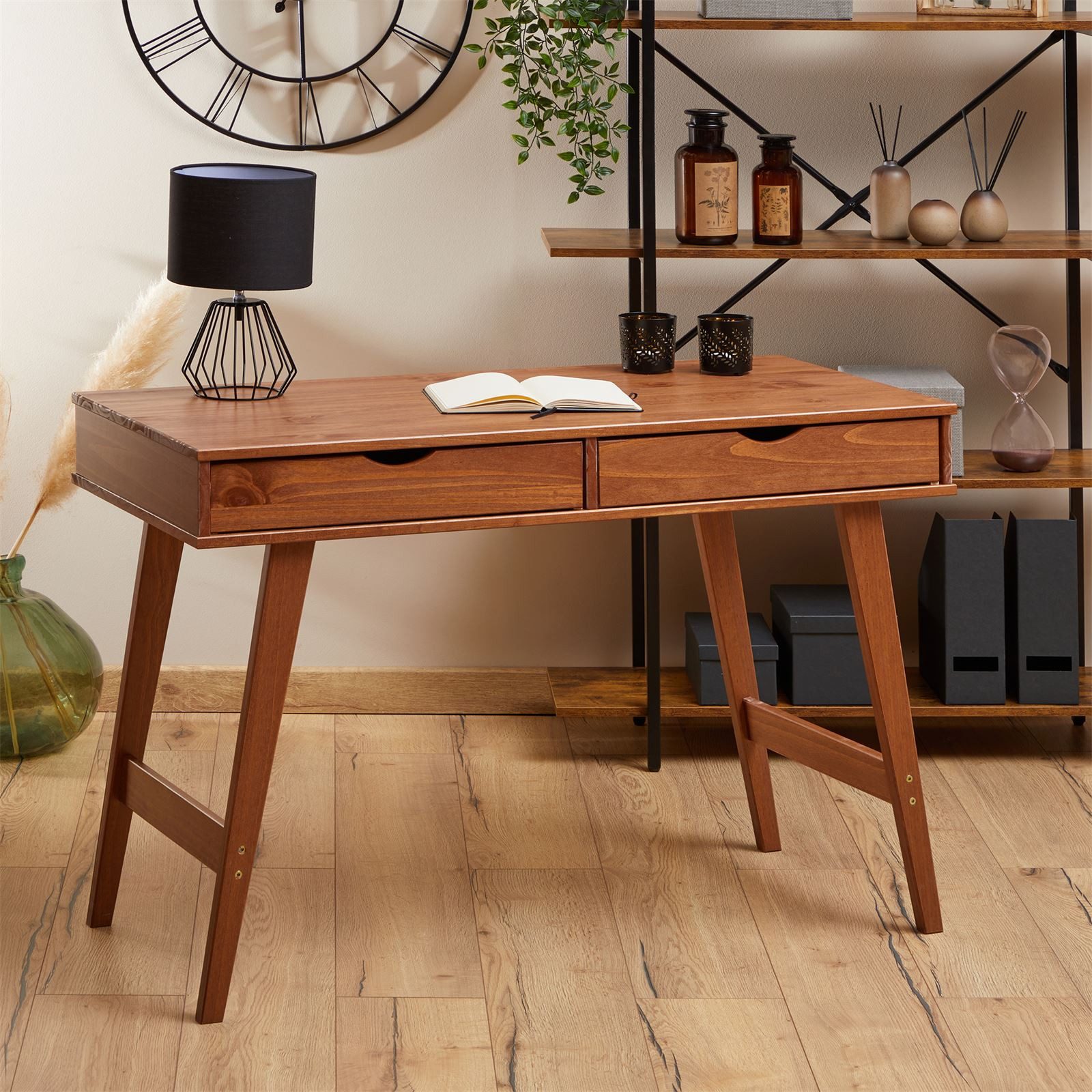 IDIMEX Schreibtisch MILO, Bürotisch mit 2 Schubladen aus Massivholz Konsole günstig online kaufen