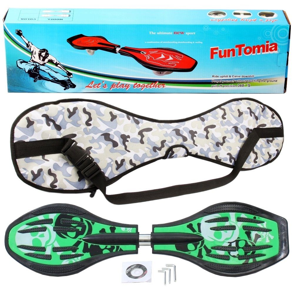 FunTomia Waveboard Waveboard mit Mach1 ABEC-9 Kugellager, LED Rollen & Tragetasche