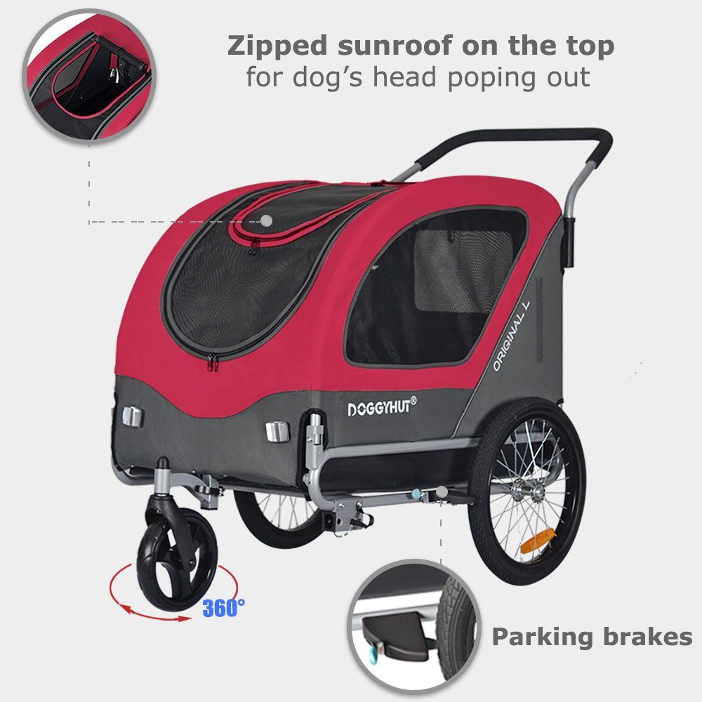 Thumbnail - TIGGO Fahrradhundeanhänger DOGGYHUT Fahrradanhänger & Hundebuggy bis 35kg Hundeanhänger, Joggerfunktion