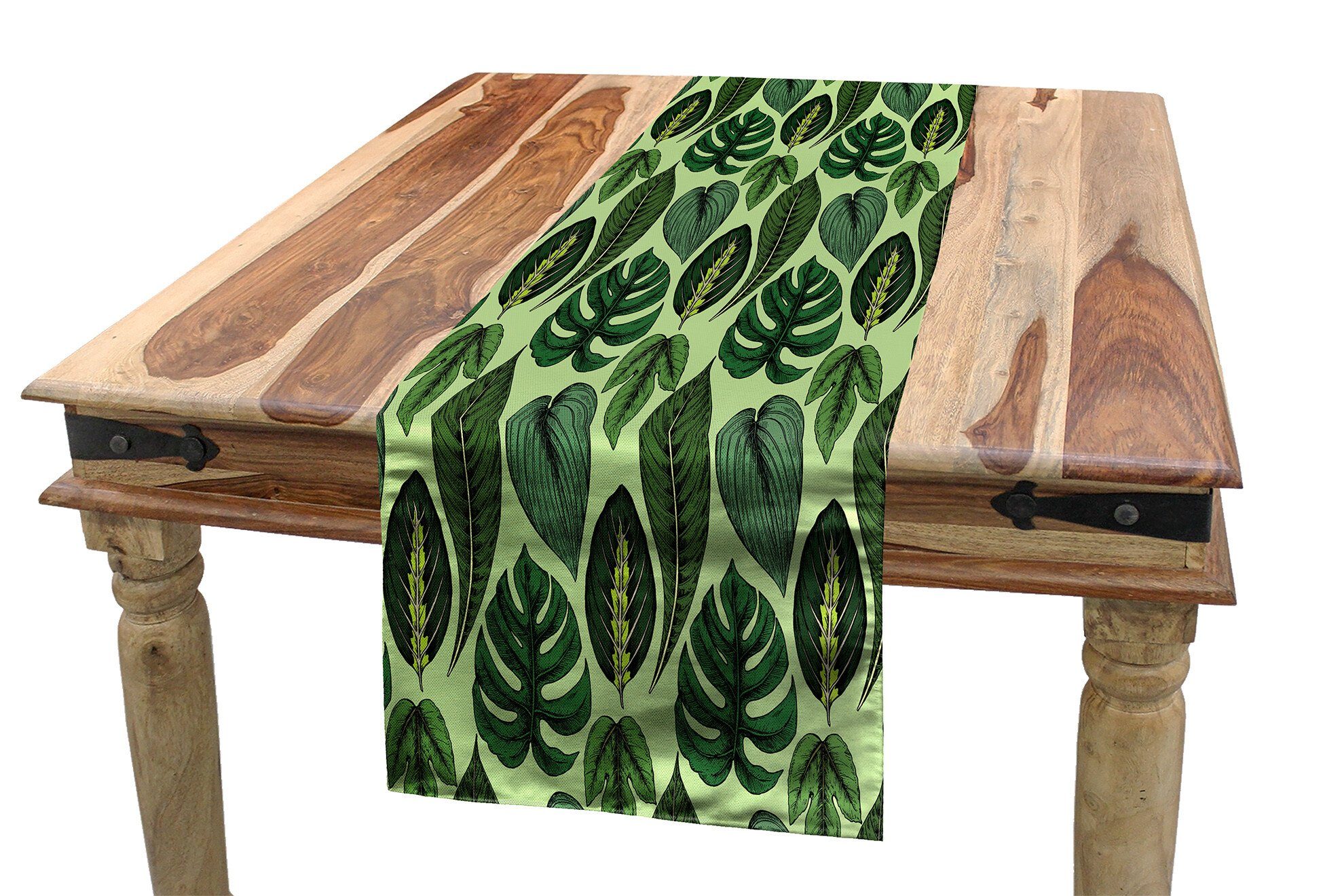 Abakuhaus Tischläufer Esszimmer Küche Rechteckiger Dekorativer Tischläufer, Hawaii Palmblätter Dschungel Plants