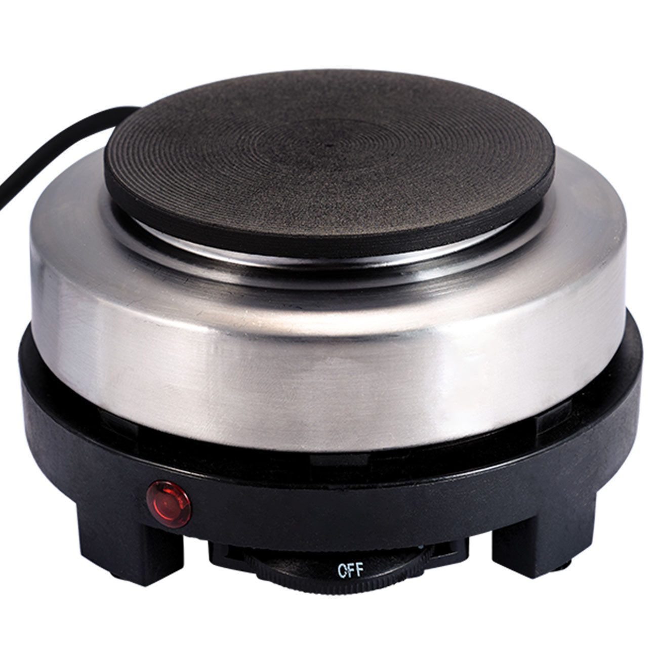 Casativo Einzelkochplatte Mini-Kochplatte 500W (10cm) - Ideal für Camping & Espressokocher, Mit Kontrollleuchte, Thermostat und Überhitzungsschutz