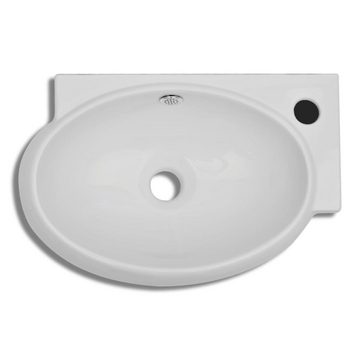 vidaXL Waschbecken Waschbecken mit Wasserhahn-Loch und Überlaufloch Keramik Weiß
