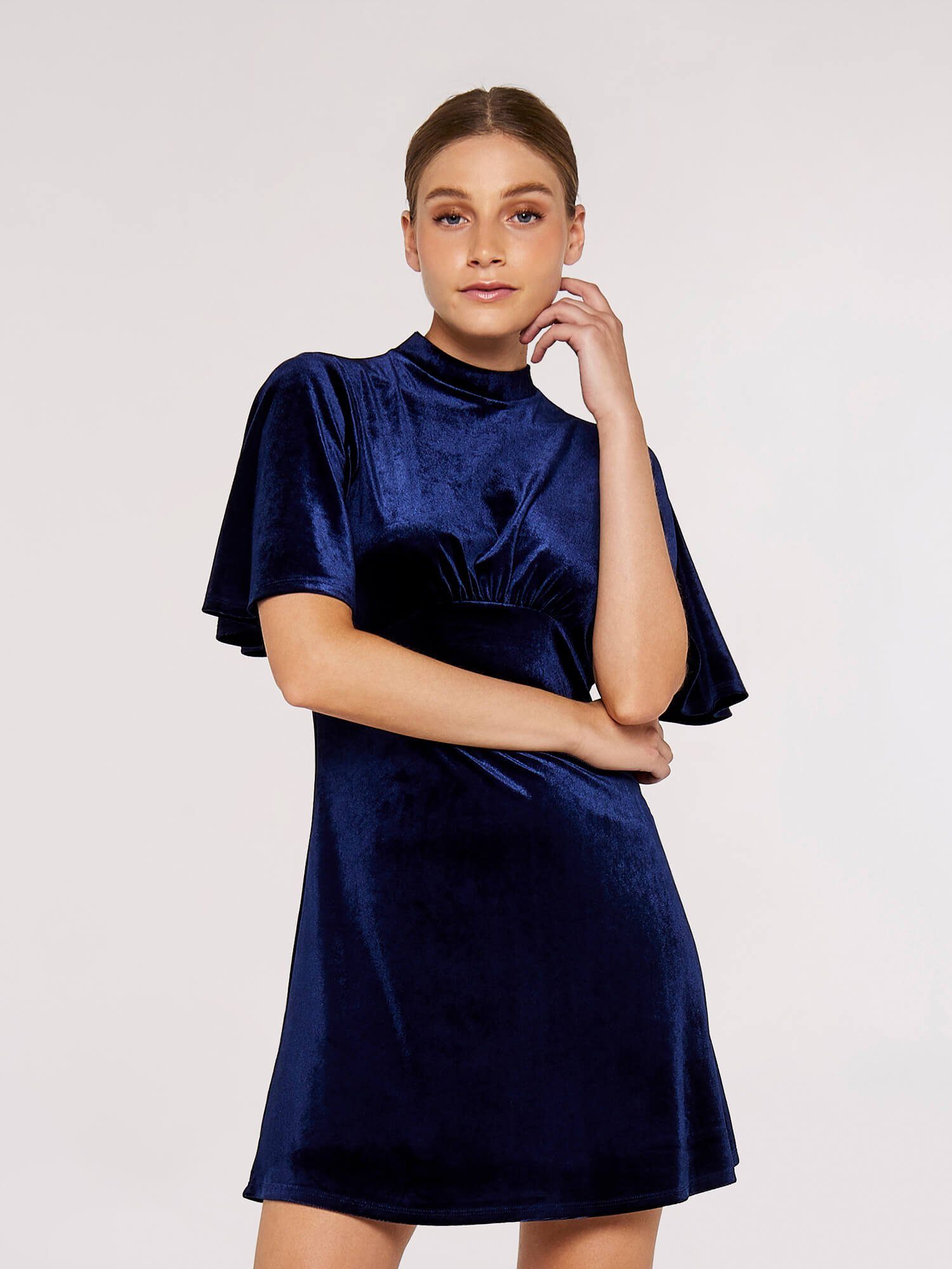 Apricot Partykleid Samtminikleid mit weiten Ärmeln günstig online kaufen