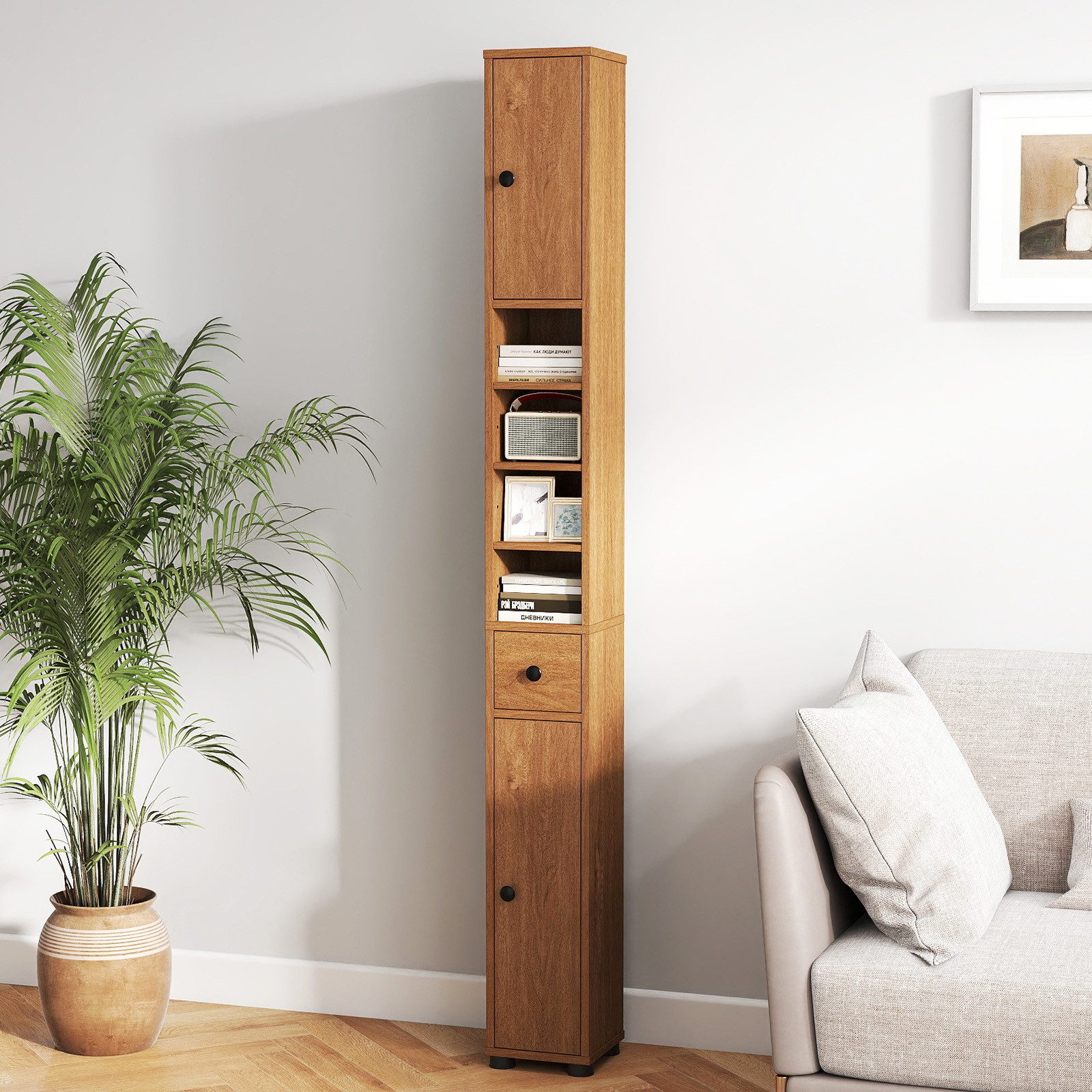 COSTWAY Hochschrank Badschrank schmal, verstellbaren Regal, 20x20x180cm, We günstig online kaufen