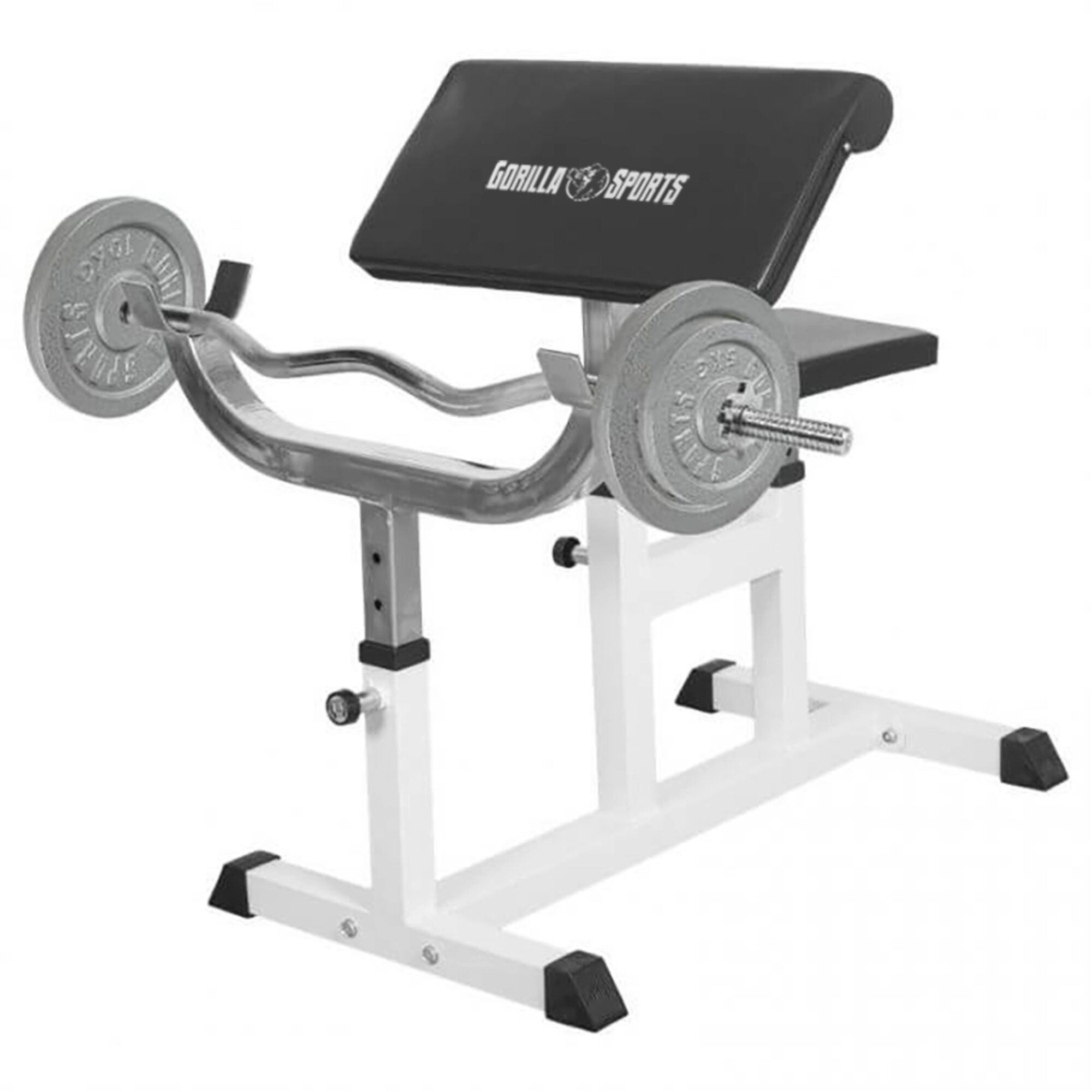 GORILLA SPORTS Hantelbank Curlbank Bizeps 120 cm, (6-tlg)