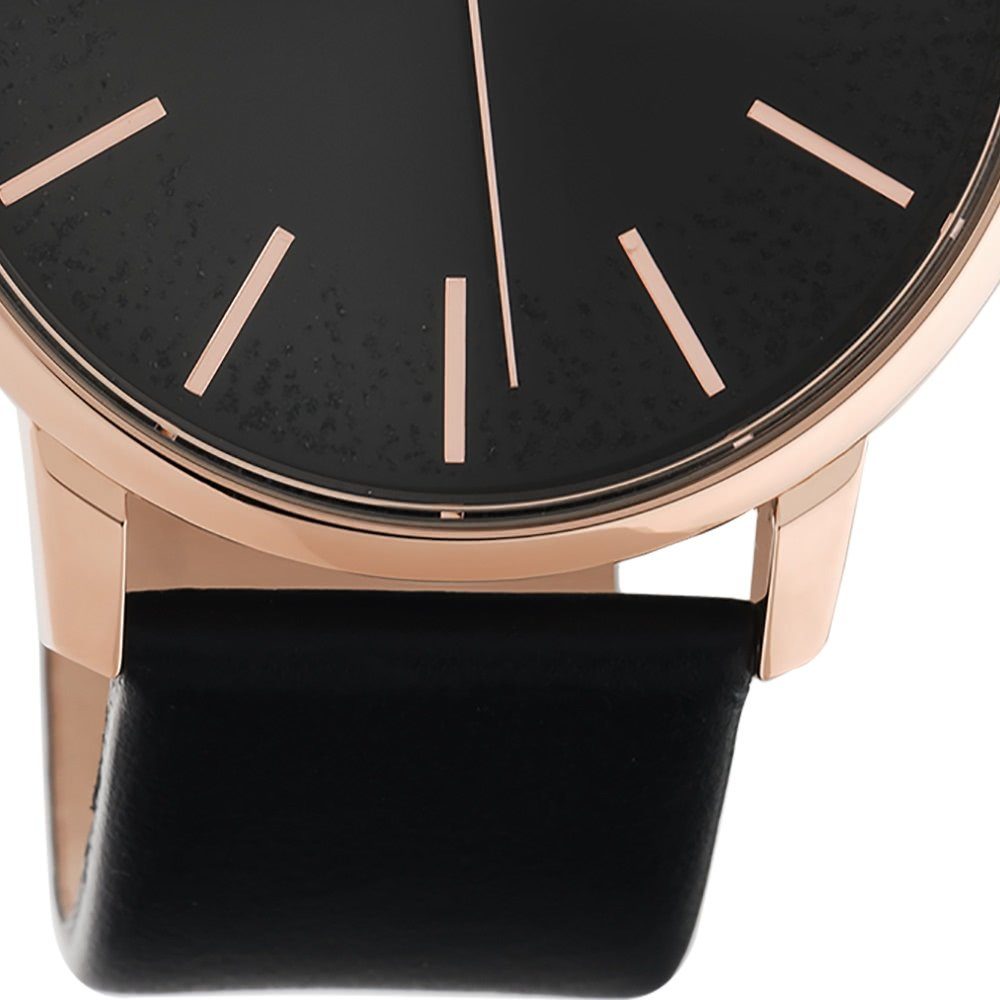 OOZOO Quarzuhr Oozoo Damen Armbanduhr groß Lederarmband, schwarz Analog, Elegant-Style 40mm) (ca. Damenuhr rund