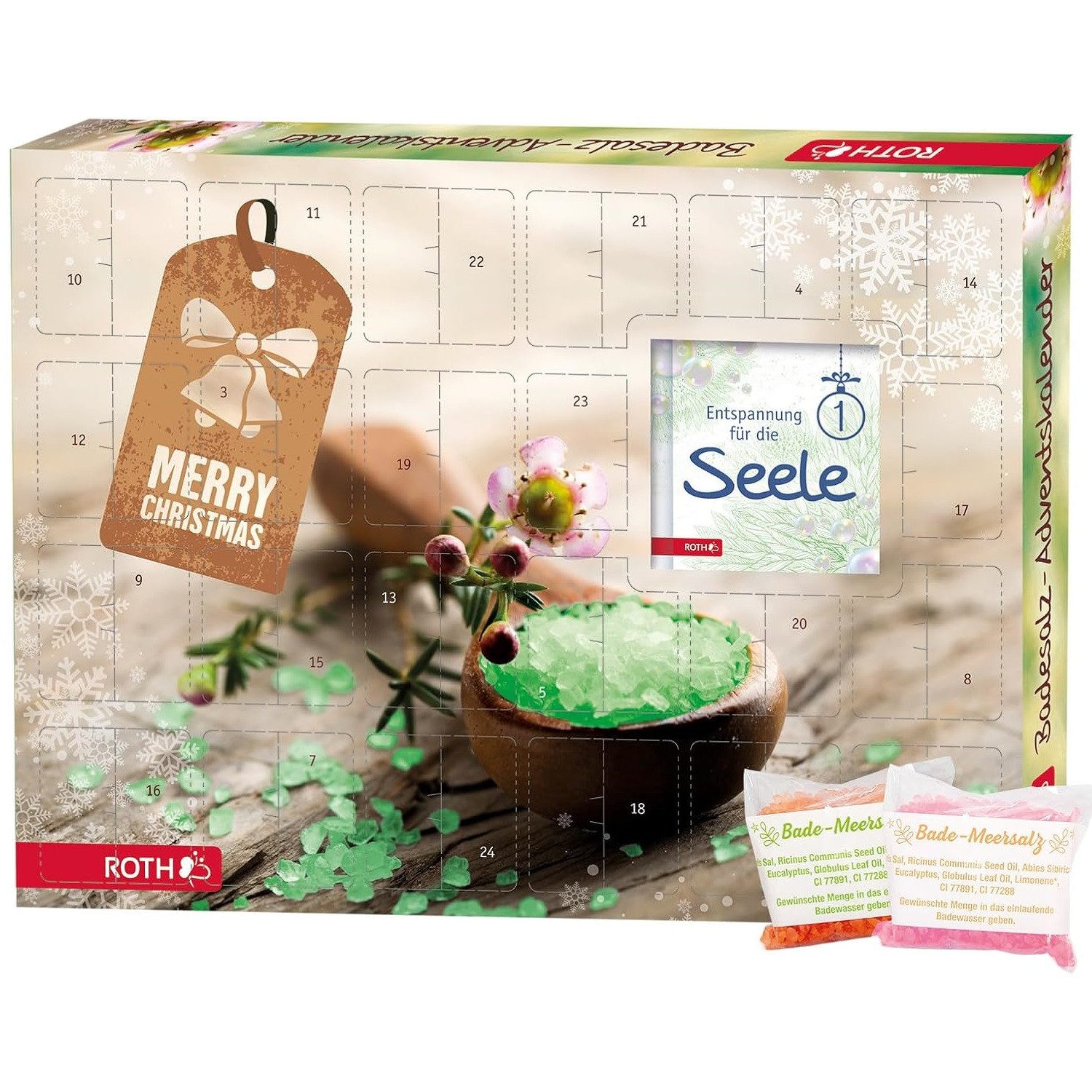 Roth Adventskalender "BADESALZ" für Entspannung im Advent, mit Meersalz und Entspannungsbuch