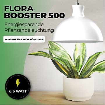 Bio Green LED-Lichtsystem Pflanzenleuchte FLORABOOSTER 500 mit 6,5 Watt LED-Pflanzenlampe – Weiß, E27, 1 St., weiß