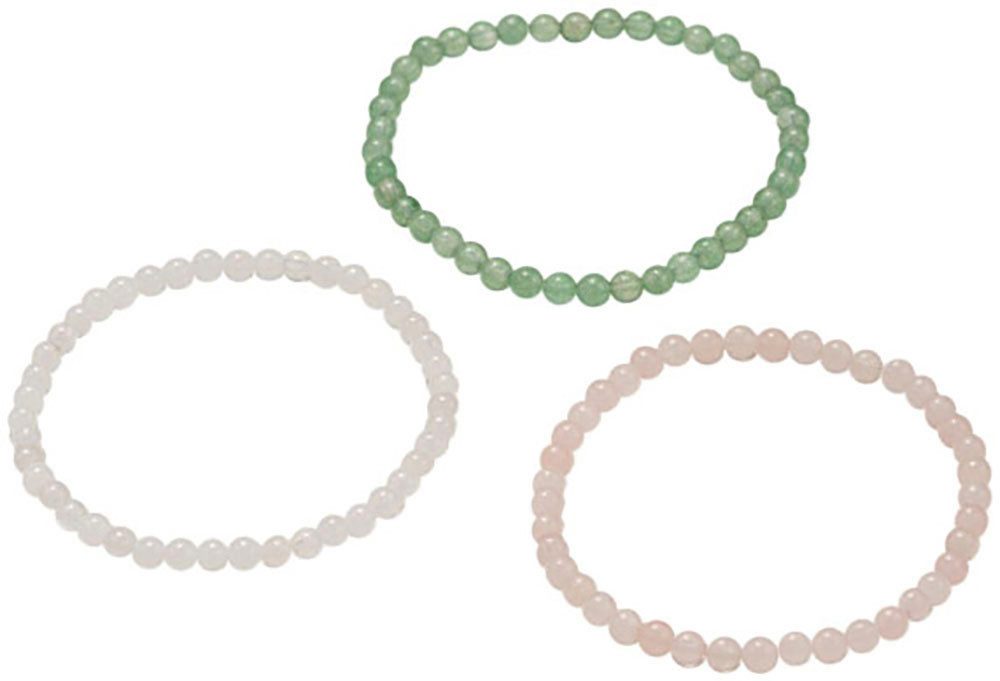 Firetti Armband Set Multipack Schmuck Geschenk Armschmuck Armketten Edelstein (Set, 3-tlg), Made in Germany - mit Aventurin, Jade, Rosenquarz