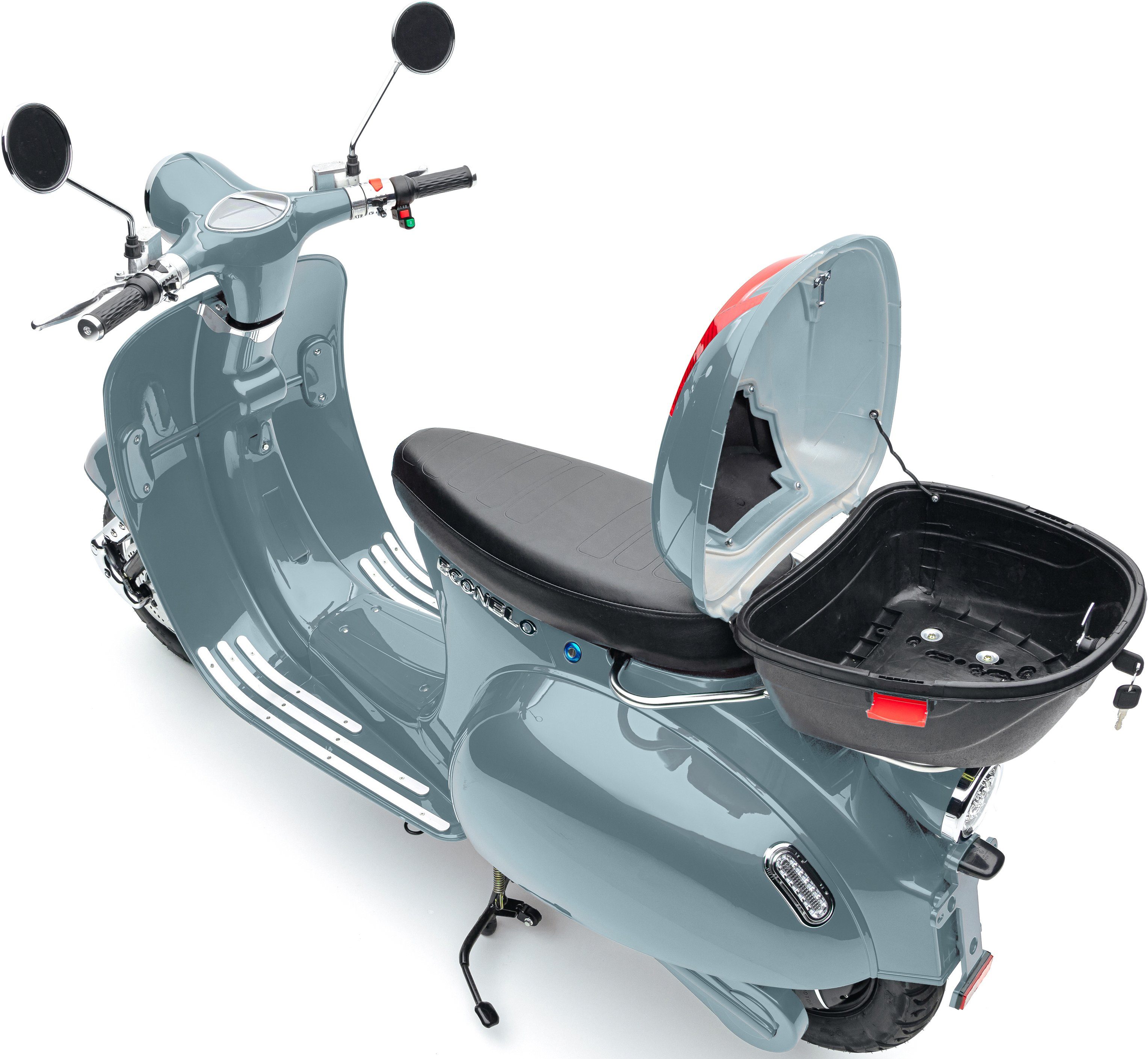 ECONELO E-Motorroller 2000 km/h, CLASSIC, W, Topcase;Alarmanlage grau 45