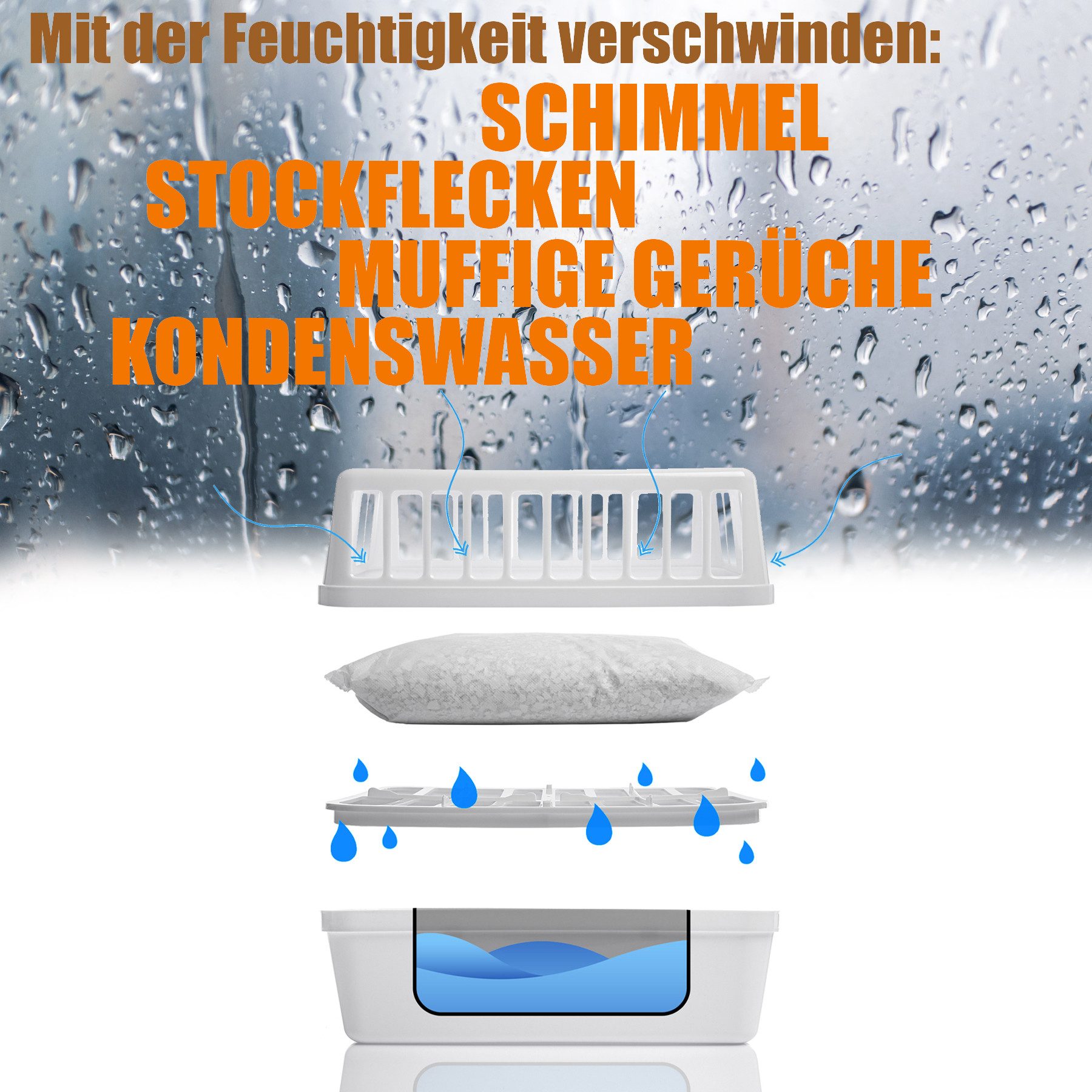 BigDean Luftentfeuchter 4 Stück Luftentfeuchter + 8x 1,2kg Granulat Nachfül günstig online kaufen