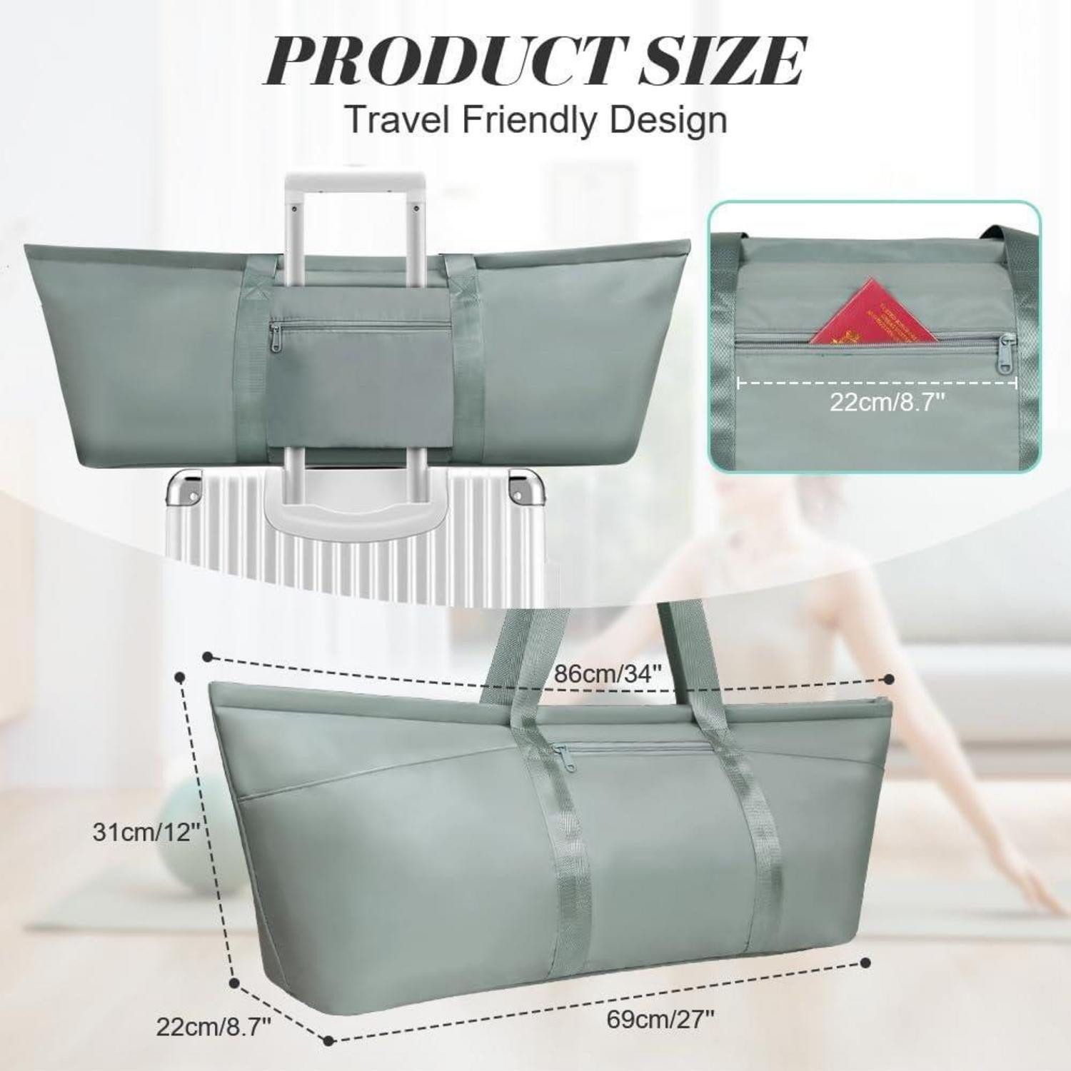 LuxusKollektion Yogatasche Große Sporttasche Damen Yogamatte Tasche Nassfach Schuhtasche