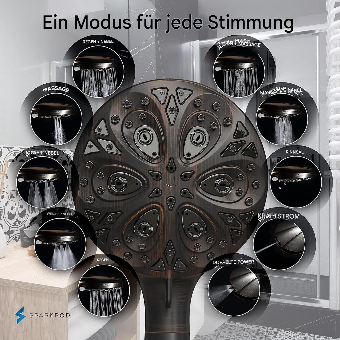 sparkpod Handbrause XXL Handbrause Hochdruck-Duschbrause mit günstig online kaufen