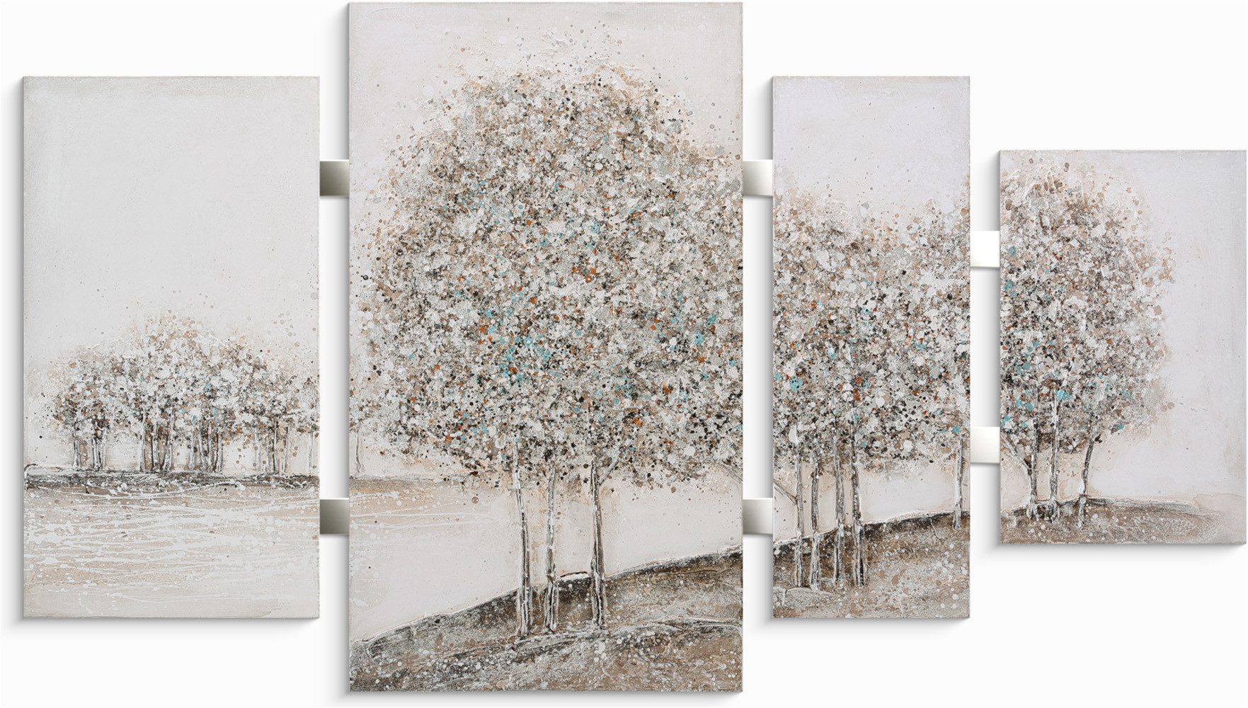 Bönninghoff Ölgemälde handarbeit 4-teilig BÄUME 70x124 cm – Wandbild Landschaft, Baumbilder, Bäume, Gemälde, Kunst, Landschaft, Natur (1 St), handgefertigt, jedes Bild ein Unikat