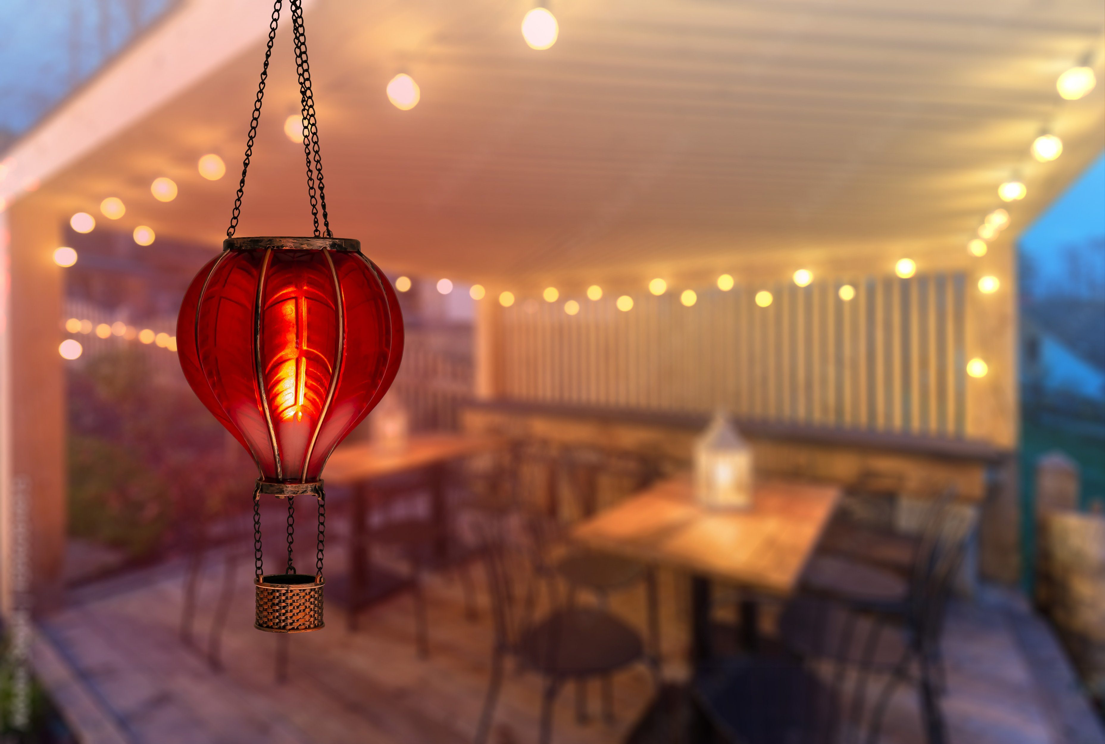 IC Gardenworld LED Solarleuchte LED Solar Heißluftballon mit Flammeneffekt Beleuchtung zum Aufhängen, LED fest integriert, warm-weiß mit Flammeneffekt, 20 warm- – Bild 3 von 3