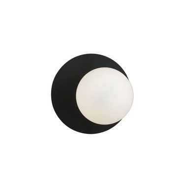 Licht-Erlebnisse Wandleuchte HELGA, ohne Leuchtmittel, Metall Glas E14 Ø 20 cm rund Schwarz Weiß Kugel Schirm Modern