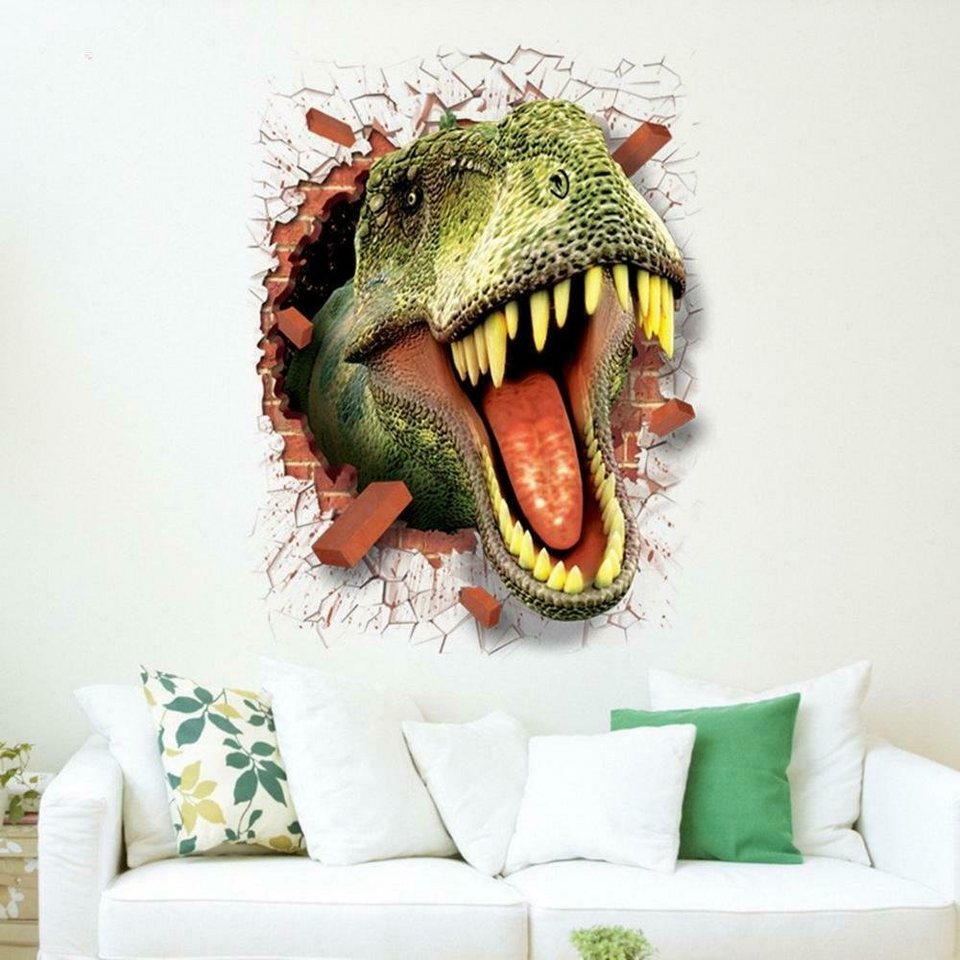 CreateHome Wandtattoo Dinosaurier (50 x 70 cm), selbstklebend,  rückstandslos abziehbar, hohe Klebkraft, einfache Montage