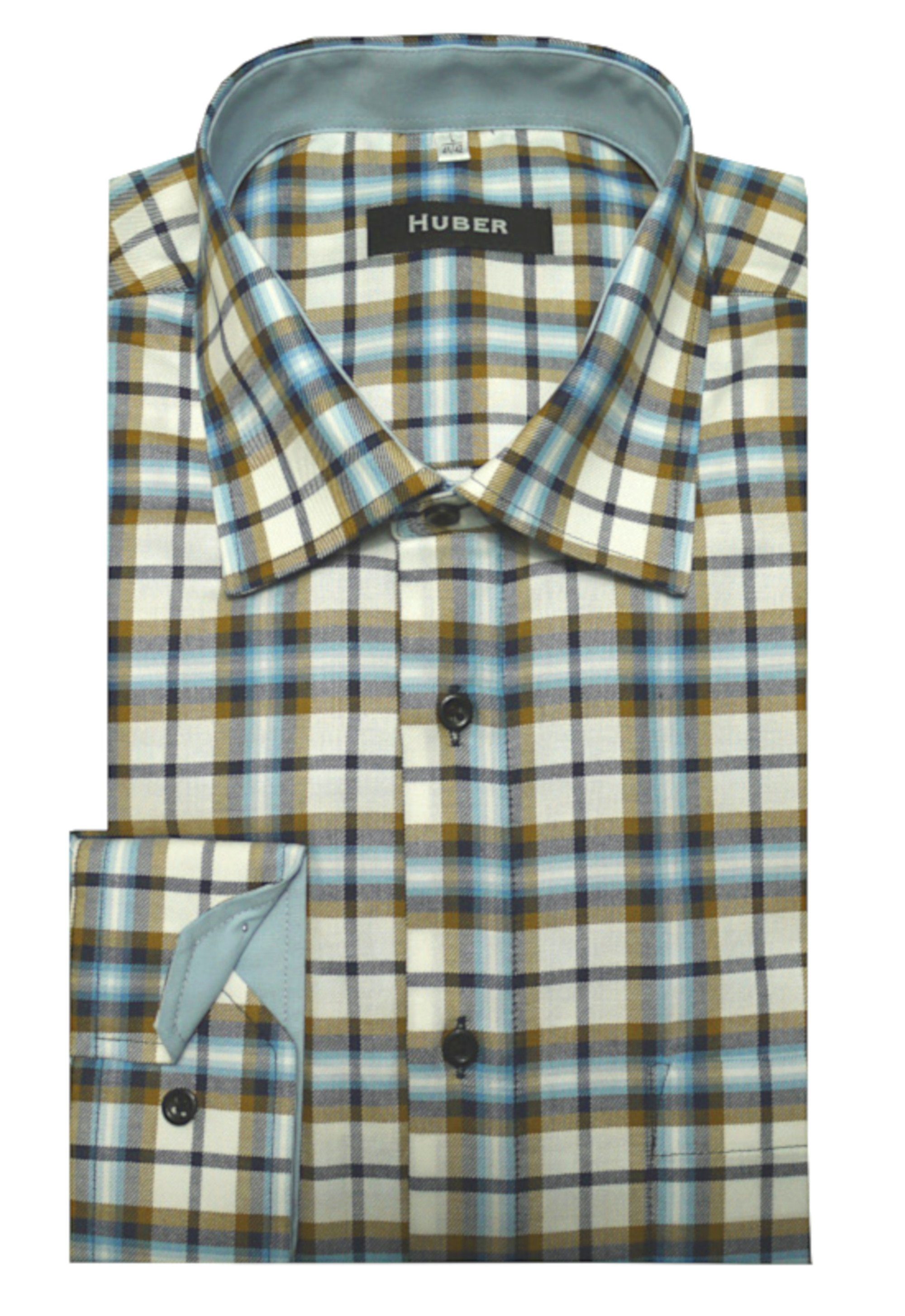 Huber Hemden Flanellhemd HU-0063 Hochwertiges Karo Hemd feiner Twill-Stoff Regular Fit