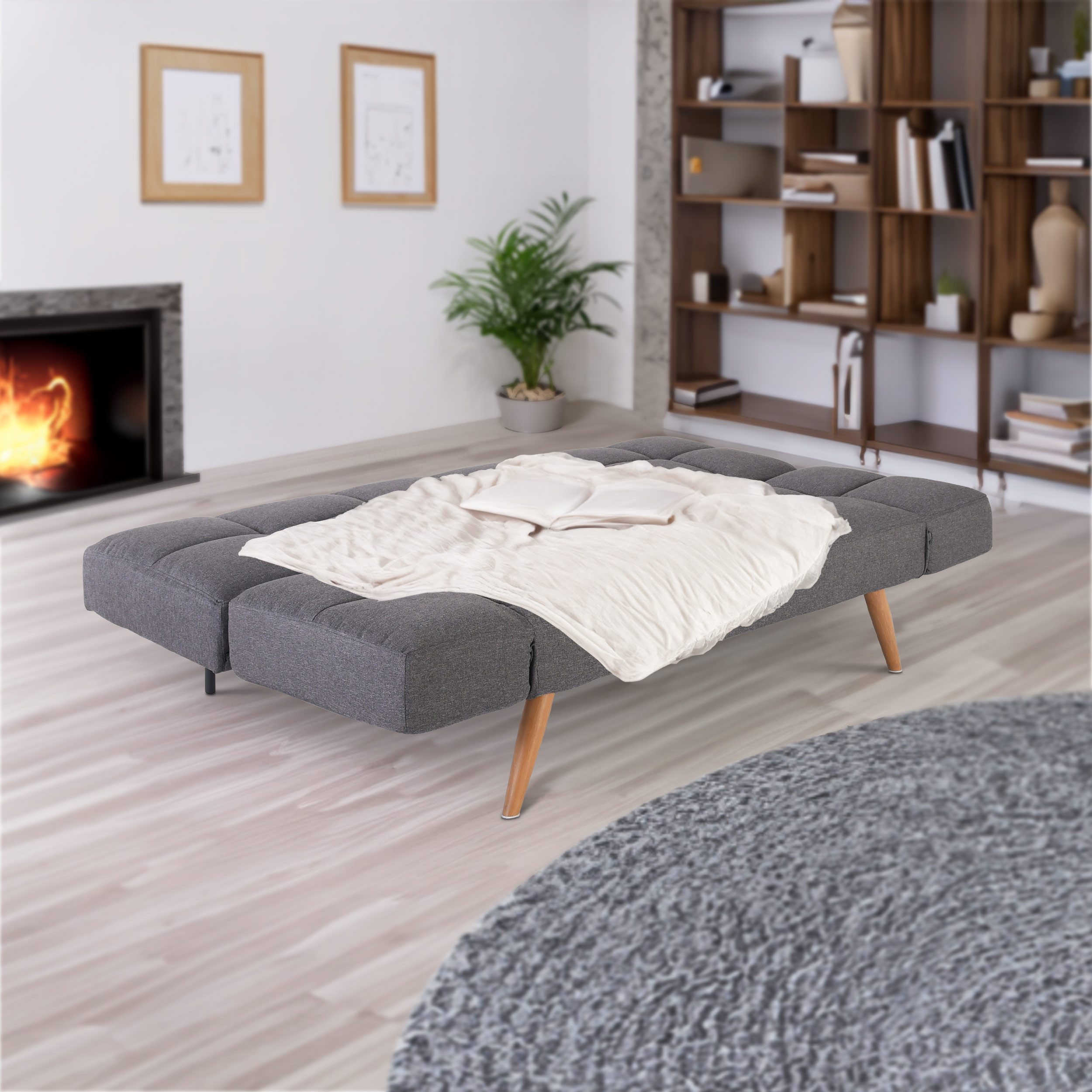 Raburg Schlafsofa 2-Sitzer, klappbare Gästebett-Funktion, Stoff, günstig online kaufen