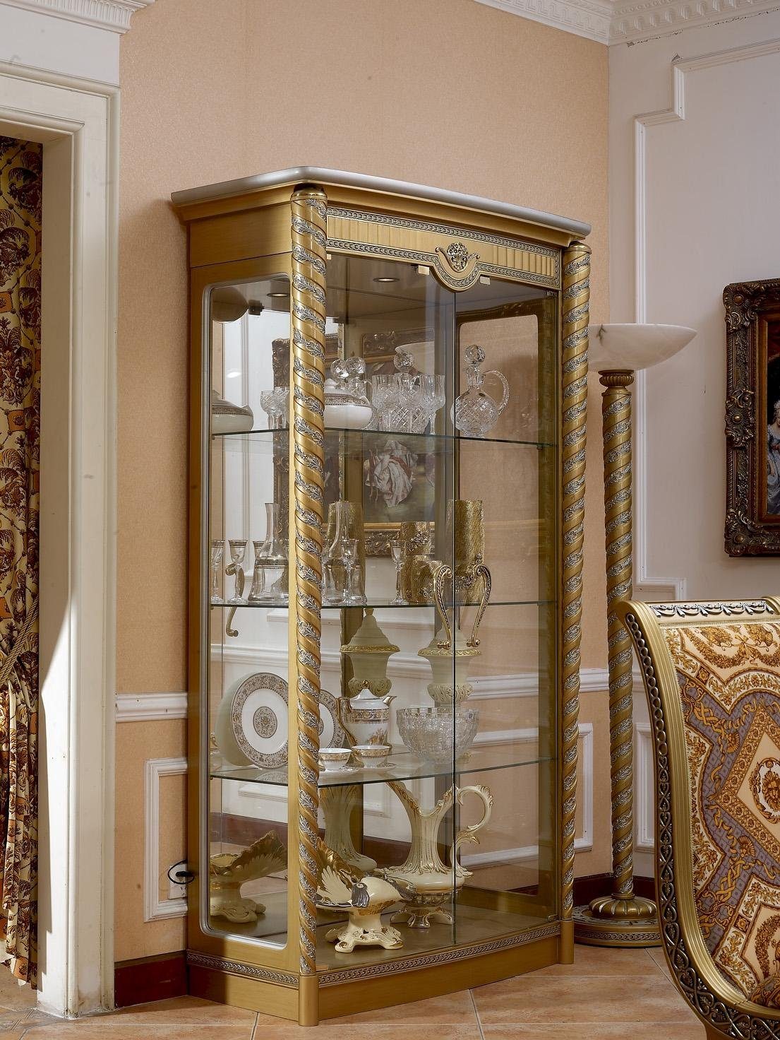 JVmoebel Vitrine Vitrine Vitrinen Schrank Glasschrank Wohnzimmer Regal Barock Rokoko