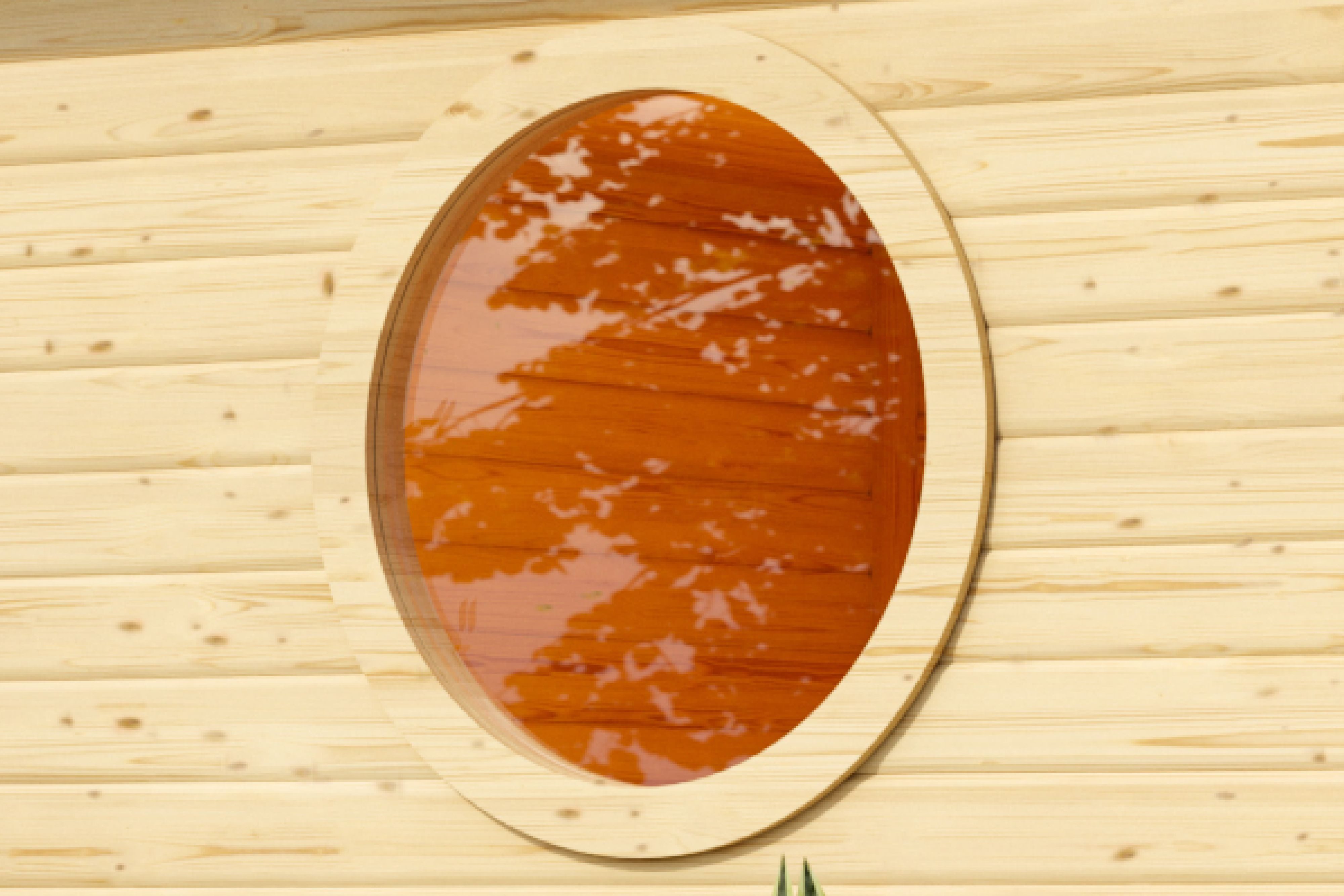 Karibu Saunafenster rund, Klarglas, für natürliches Licht im Saunainnenraum