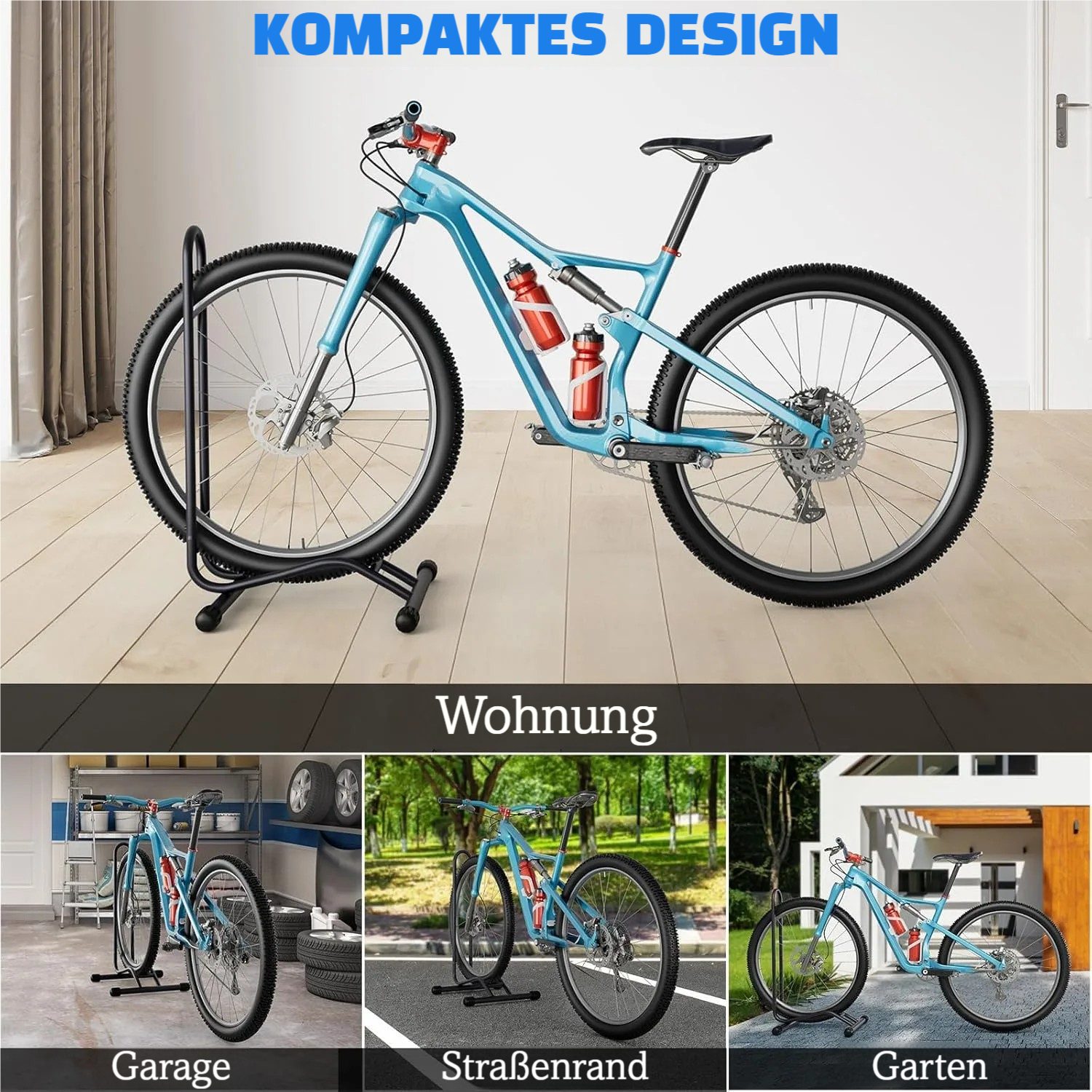 TLGREEN Fahrradständer Boden,Abnehmbar Bodenständer Fahrräder, (1-St., Reifenbreite bis 80 mm, Freistehend Fahrradhalter), Radständer für Mountainbike Rennrad M – Bild 5 von 5
