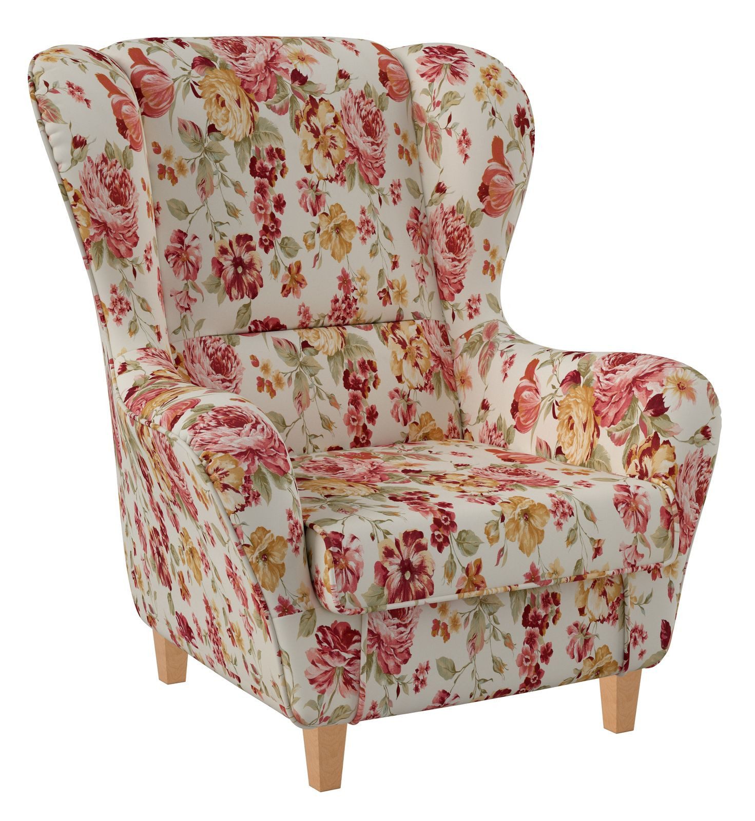 Supellex Ohrensessel Sofia Relaxsessel mit Hocker – Pfingstrose