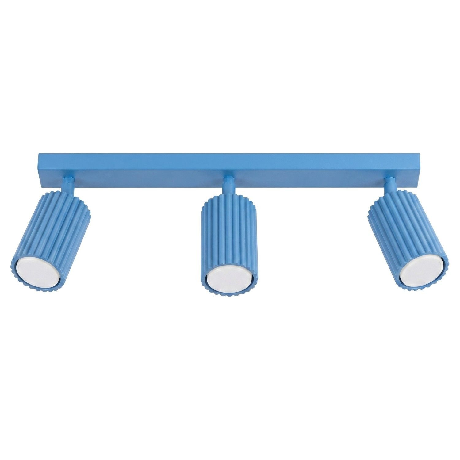 Licht-Erlebnisse Deckenstrahler BERTA, ohne Leuchtmittel, Aluminium GU10 verstellbar Hellblau 3-flammig länglich Modern