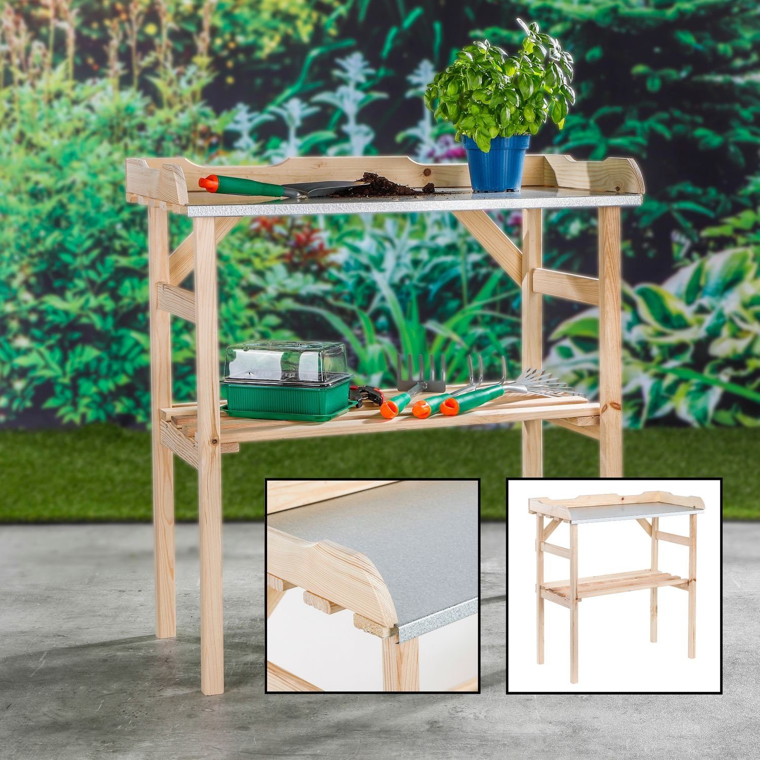 Haushalt International Blumentisch Holz Gartenpflanztisch Gärtnertisch Blumentisch Pflanzregal