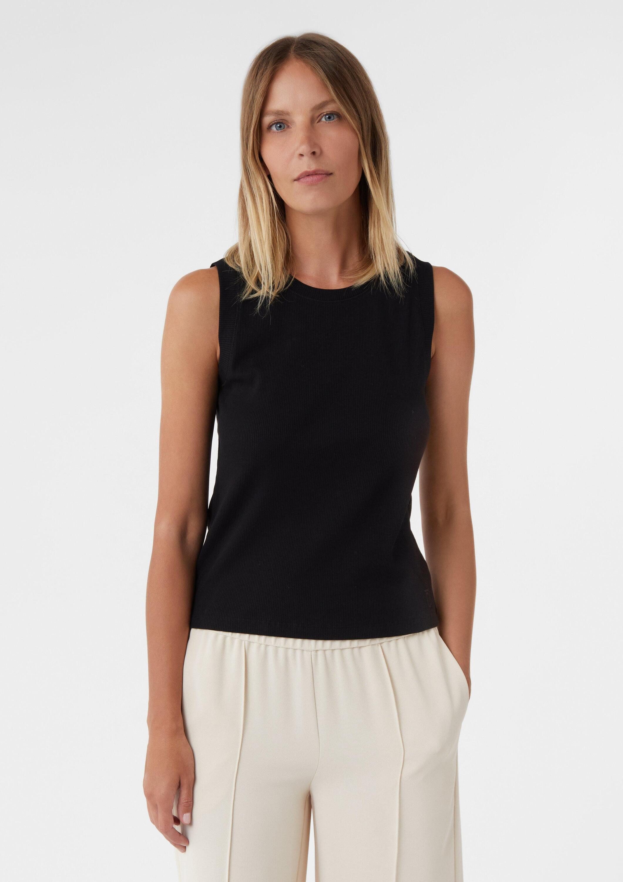 comma Muskelshirt T-Shirt Tanktop aus Rippware mit Logo-Stickerei günstig online kaufen