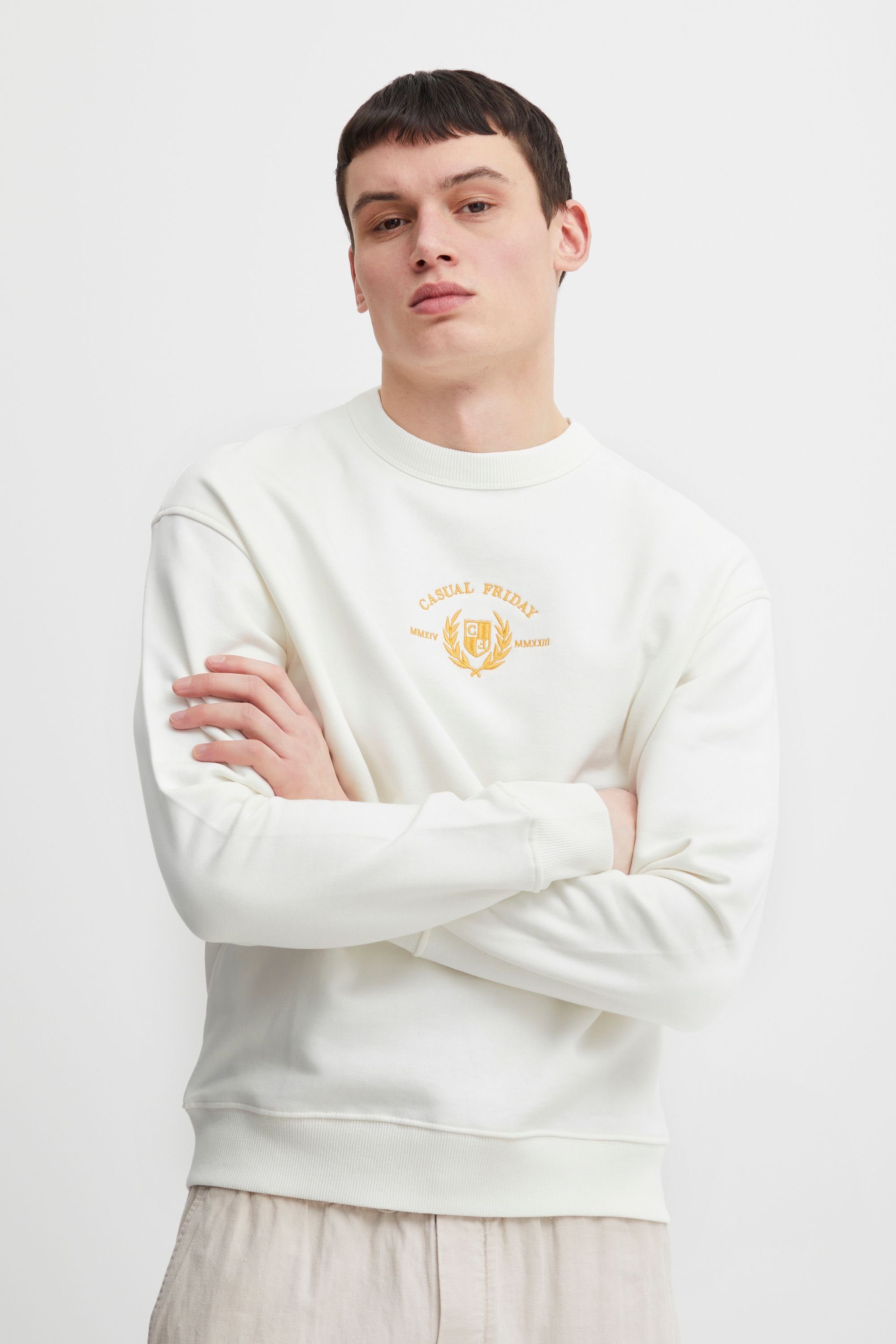 Casual Friday Sweatshirt CFSage relaxed sweat w. embroidery - 20504729 Snow White (110602)