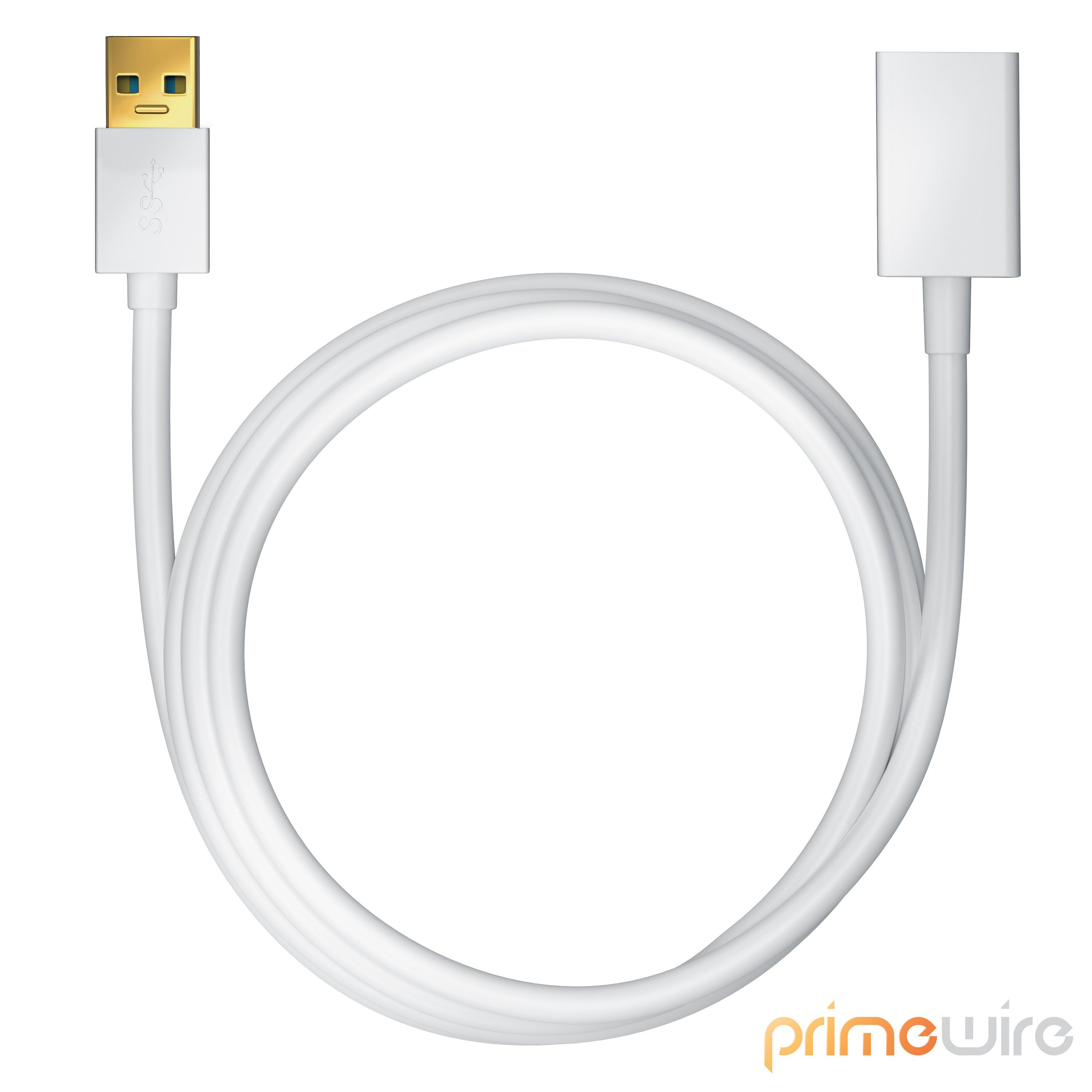 cm), Speed / bis Typ Primewire USB weiß Super 5Gb/s A USB3.0 Verlängerungskabel, (100 1m Repeater Verlängerung zu Kabel - 3.0