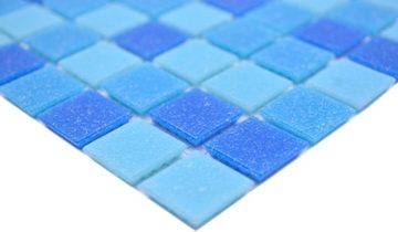 Mosani Bodenfliese Glasmosaik Mosaikfliesen mix türkiesblau glänzend / 10 Mosaikmatten