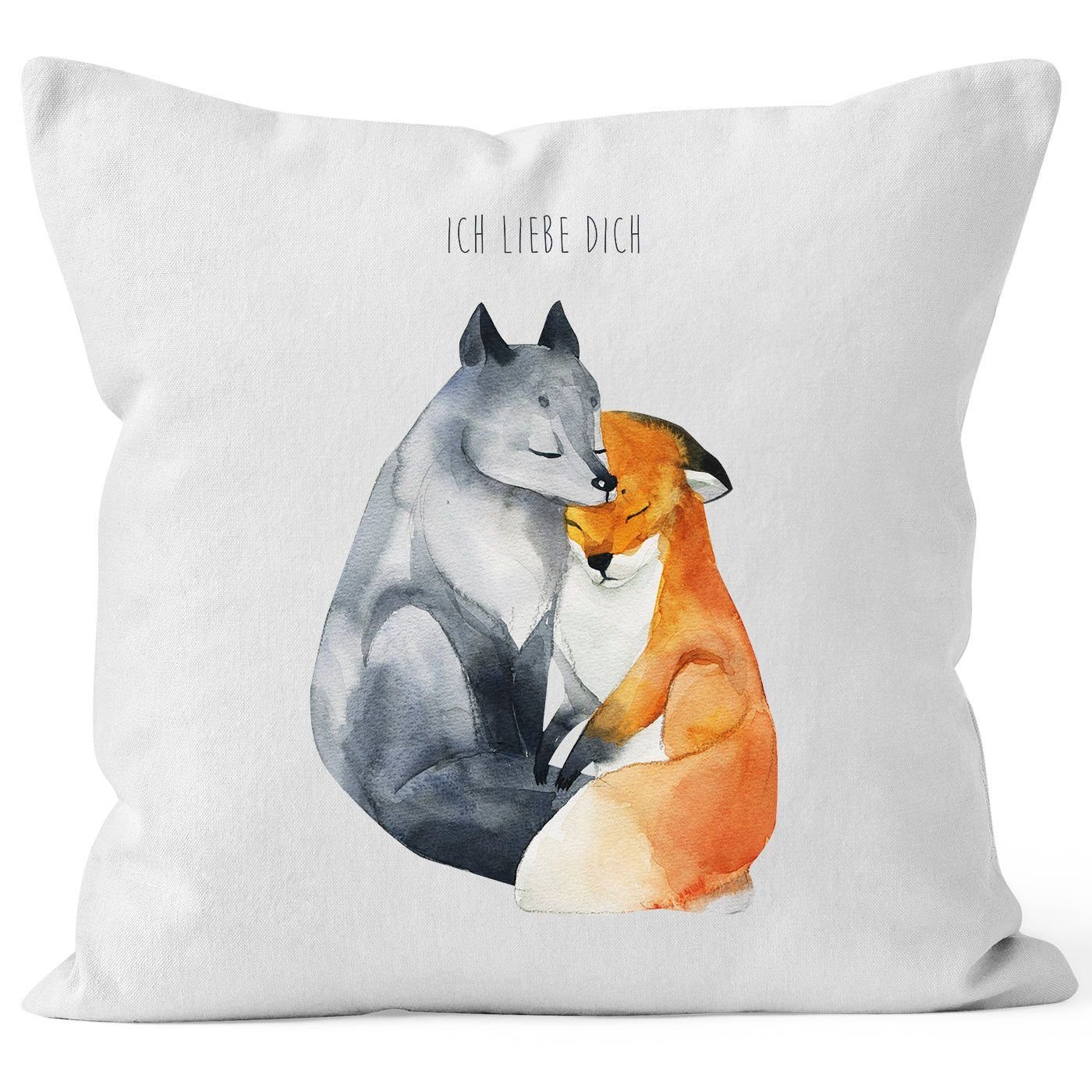 liebe Dekokissen dich Kissen-Bezug Deko-Kissen MoonWorks® Baumwolle Spruch Geschenk Kissen-Hülle weiß MoonWorks Ich Fuchs Liebe