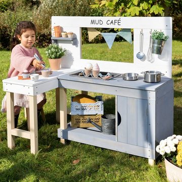 MUDDY BUDDY® Outdoor-Spielküche Mud Café Holz, Matschküche, weiß - wolkengrau