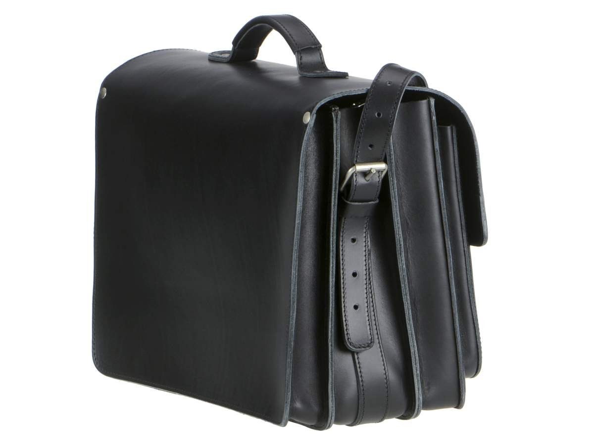 Ruitertassen Aktentasche Lehrertasche Damen Herren Leder 42x32cm 3 Fächer Business Schule, 42 cm Lehrertasche mit 3 Fächern, Schultasche, Leder in schwarz