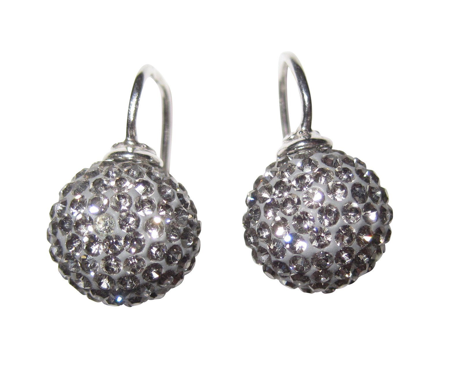Mugello Paar Ohrhänger Thea silber Sterlingsilber Glitzer-Kugel Strass Party, made in Germany Heide Heinzendorff, hochwertige Glashandwerkarbeit
