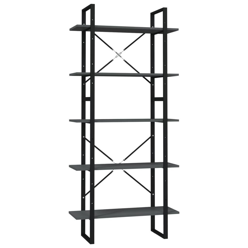 vidaXL Bücherregal Bücherregal 5 Fächer Grau 80x30x175 cm Holzwerkstoff, 1-tlg.