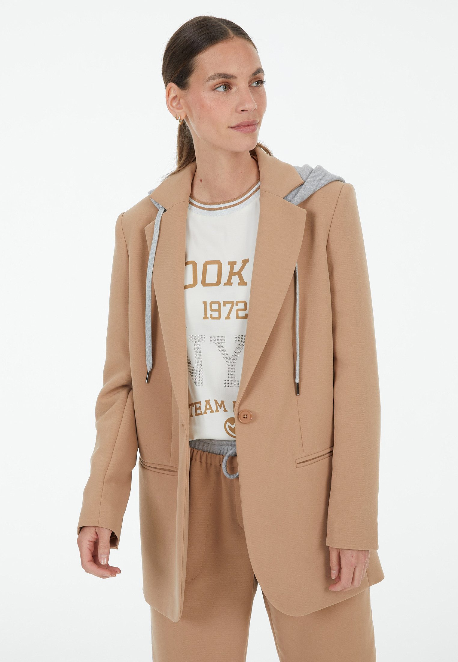 MARC AUREL Длинные mit Grau-Mélange Kapuze