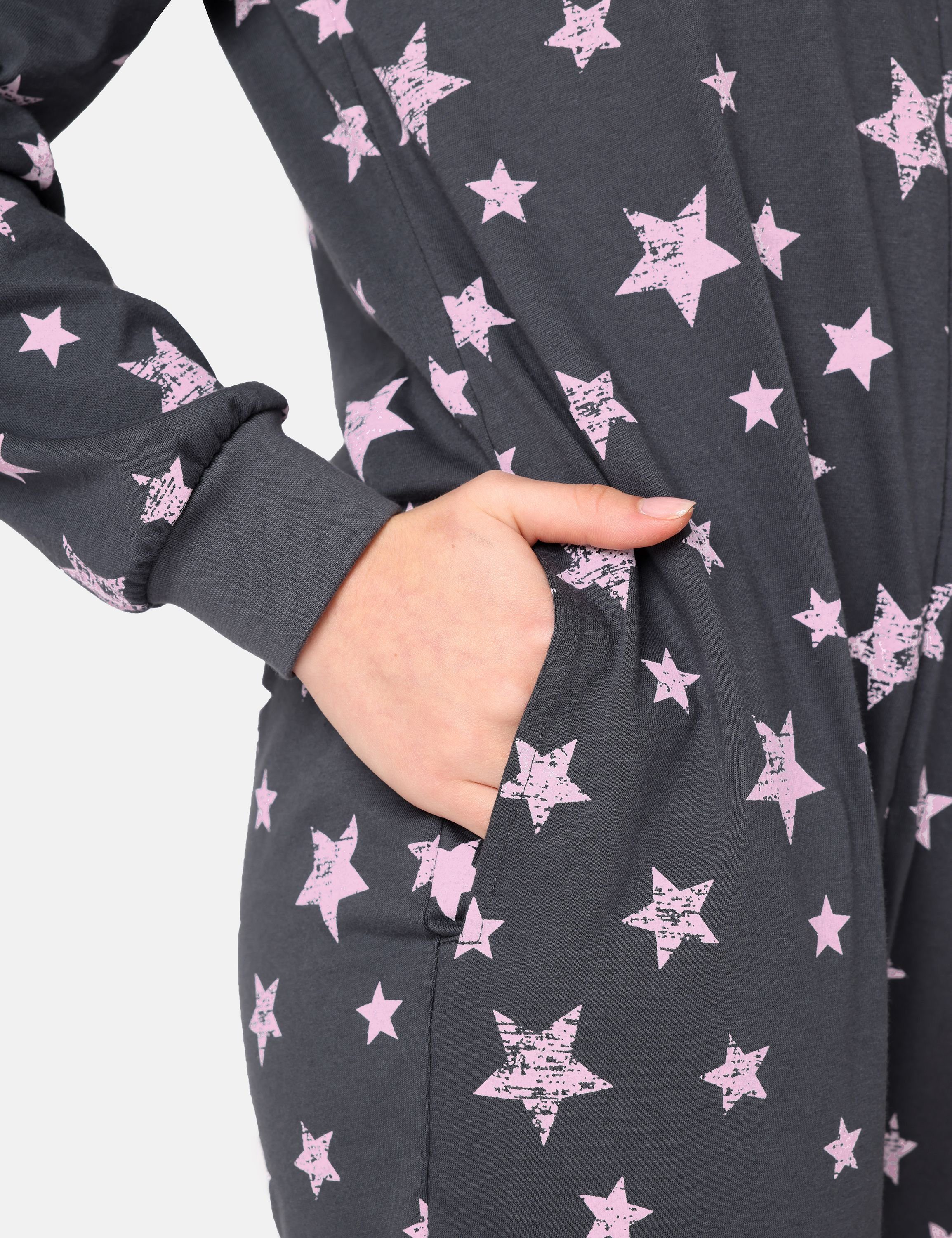 Schlafanzug Schlafanzug Sterne Merry Style Mädchen Jugend Schlafoverall MS10-235 Grafit/Rosa