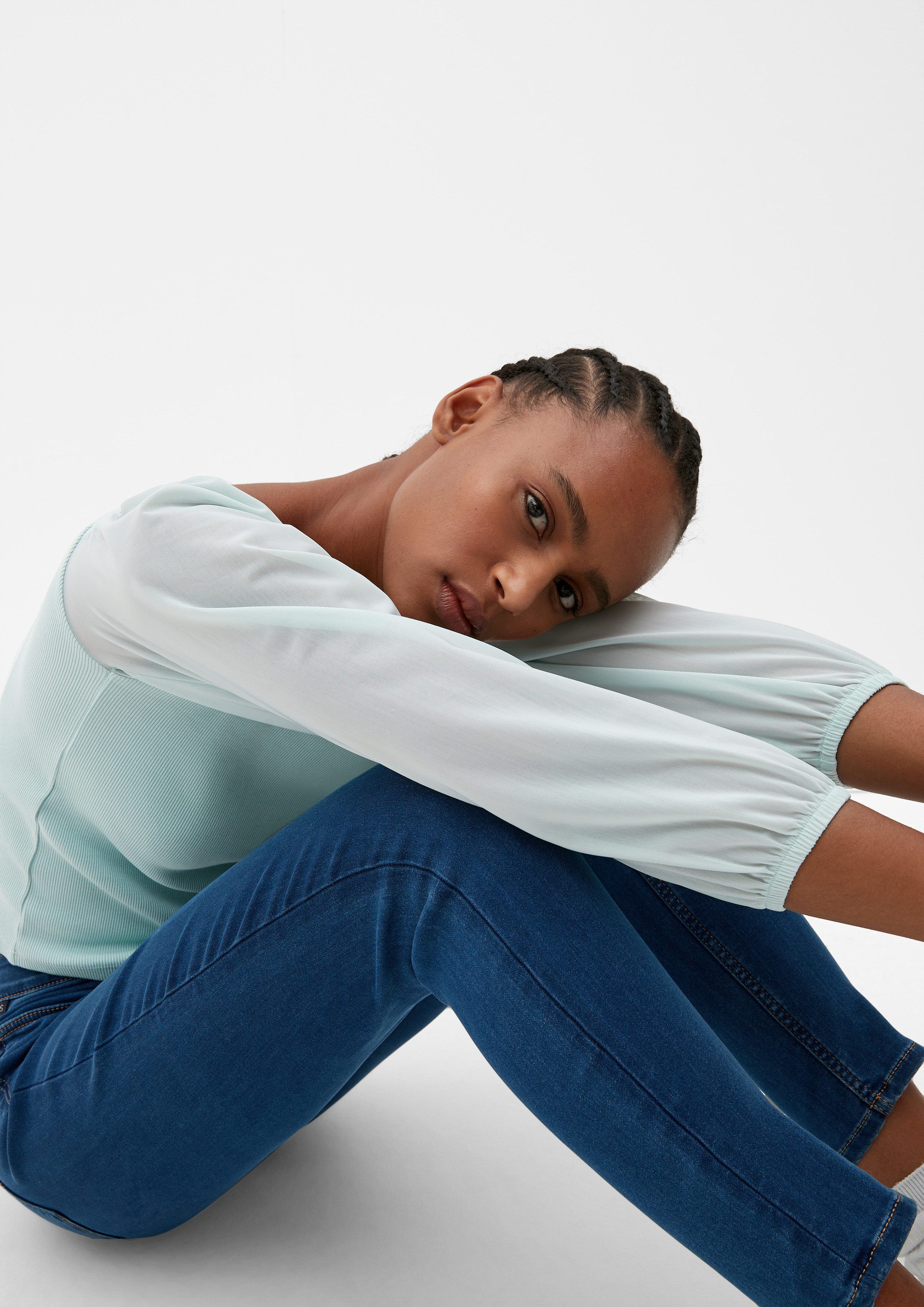 QS 3/4-Arm-Shirt T-Shirt Bluse mit Karreeausschnitt