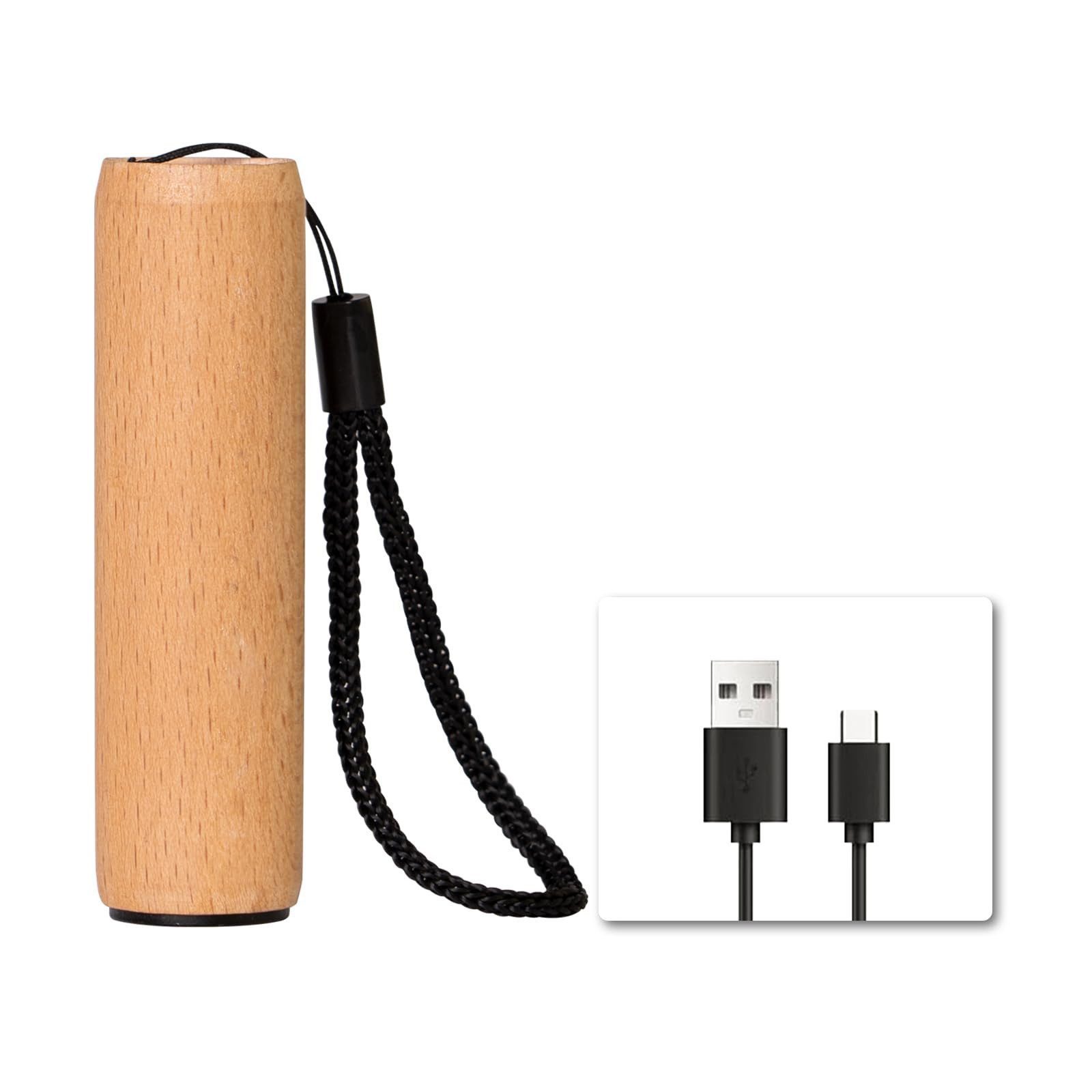 LQWELL LED Taschenlampe Mini Taschenlampe USB C Aufladbar, Taschenlampen Klein (1-St., mit 3 Lichtmodi, Aluminium Tragbare Hand Flashlight), mit Holzschale für Camping, Wandern, Notfall, Joggen, Nachtlesen